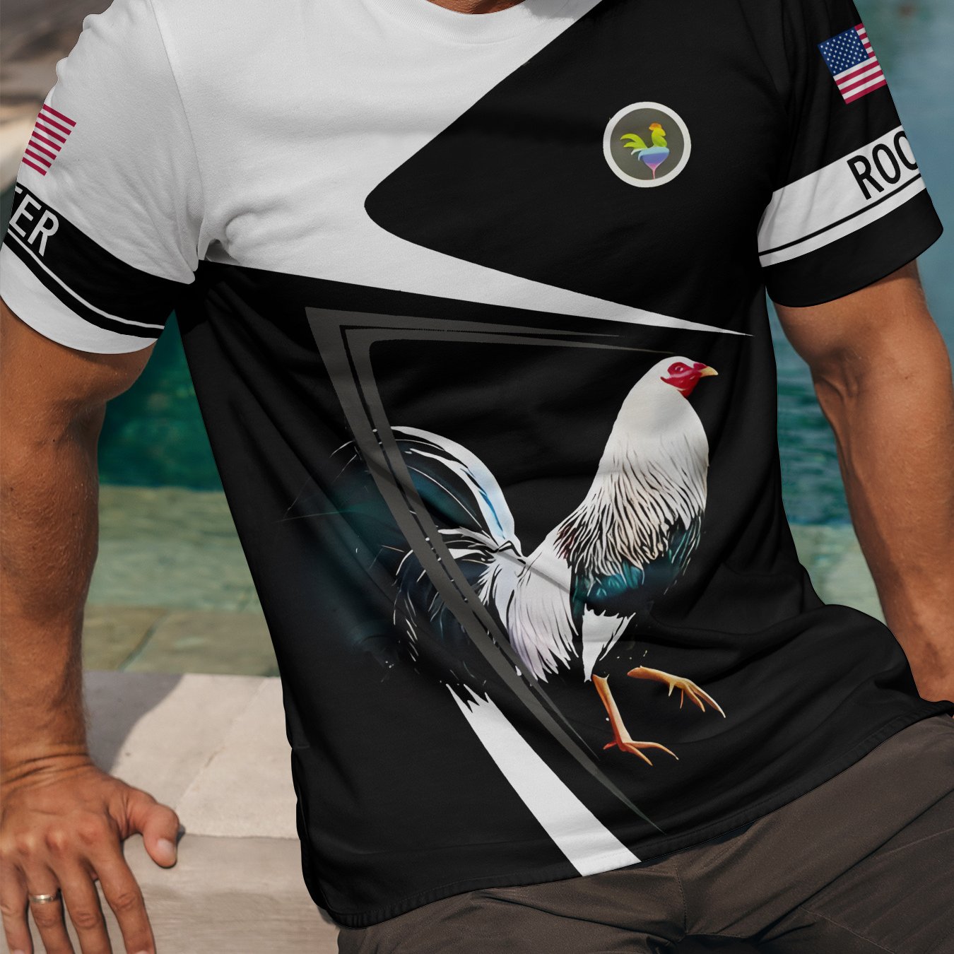 TEMU Men's Rooster T-shirt, Short Sleeve Crew Neck Tee, Men's Clothing For Summer Outdoor