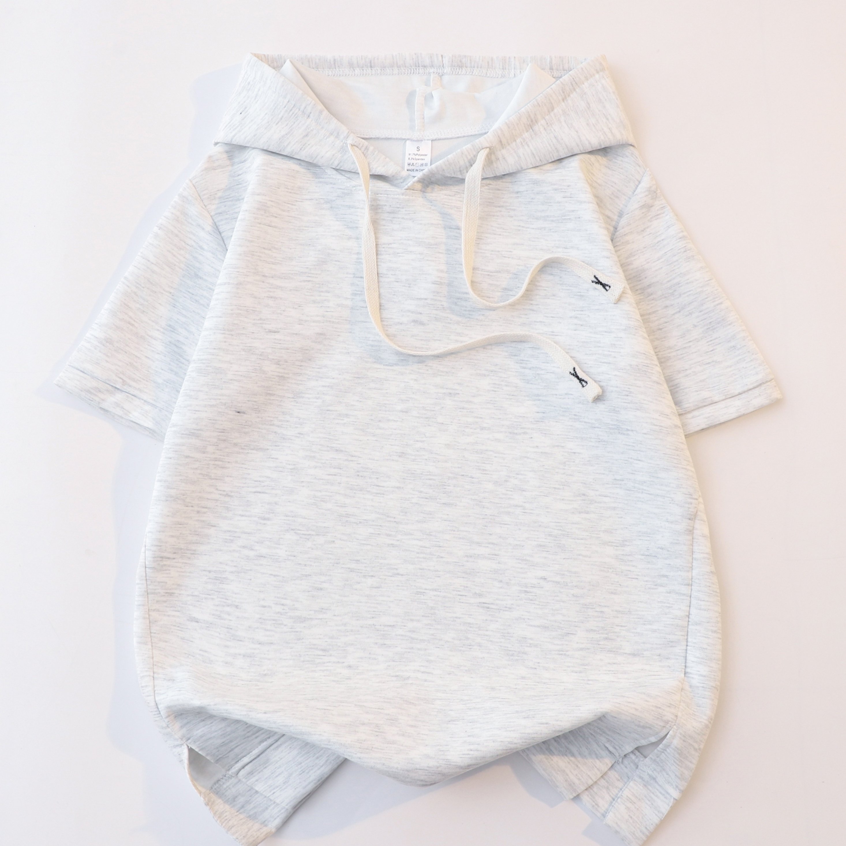 TEMU A Fashionable Women's Casual Hooded Hem Split Short-sleeved T-shirt Top
