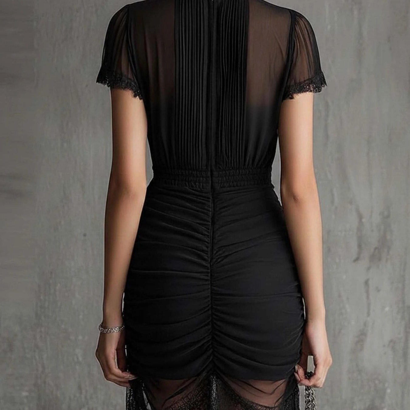 Image of 2026 Lace Splicing Dress Slim And Thin High Split Skirt Lace