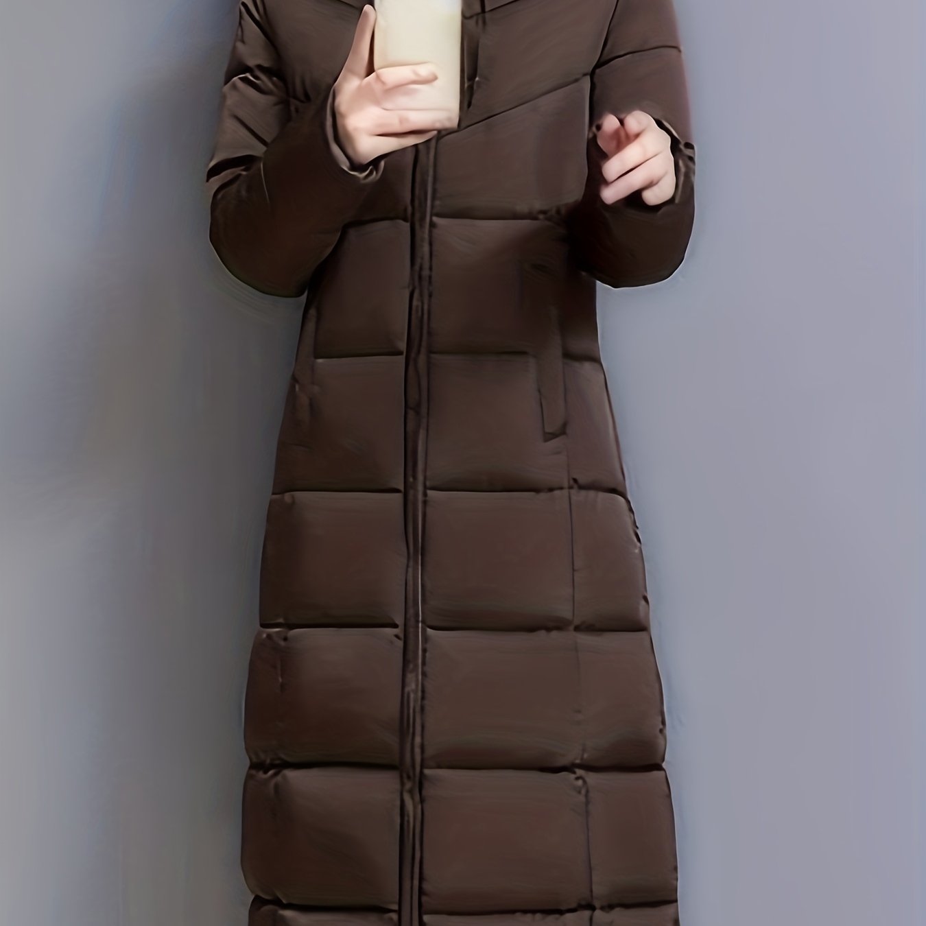 E-shop Dicke Langarm Winterkapuzenjacke für Damen, Neuer Winterstil Slim-Fit Knie-Lang Wattierte Jacke