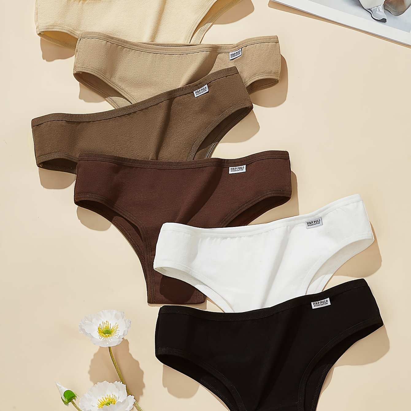Image of 6-pack Women's Low Waist T-back Briefs | Simple Sexy Breathable Design In, Brown, | High Stretch Fabric For Comfortable Daily Wear