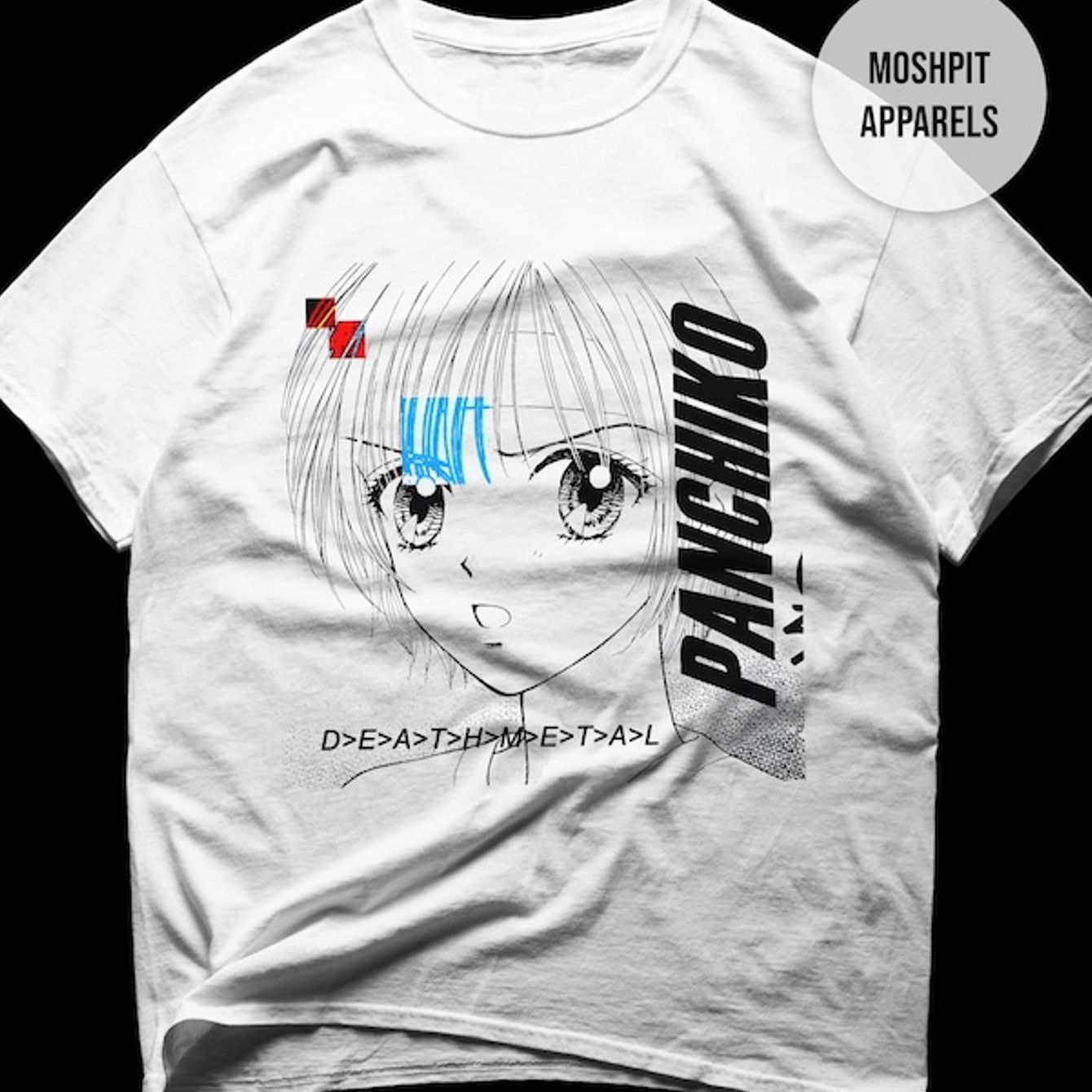 Image of White T-shirt With Print And Text Design For Music Festival And Concert Fans Summer And Unisex Streetwear For Anime Lovers And Enthusiasts And Festival Wear
