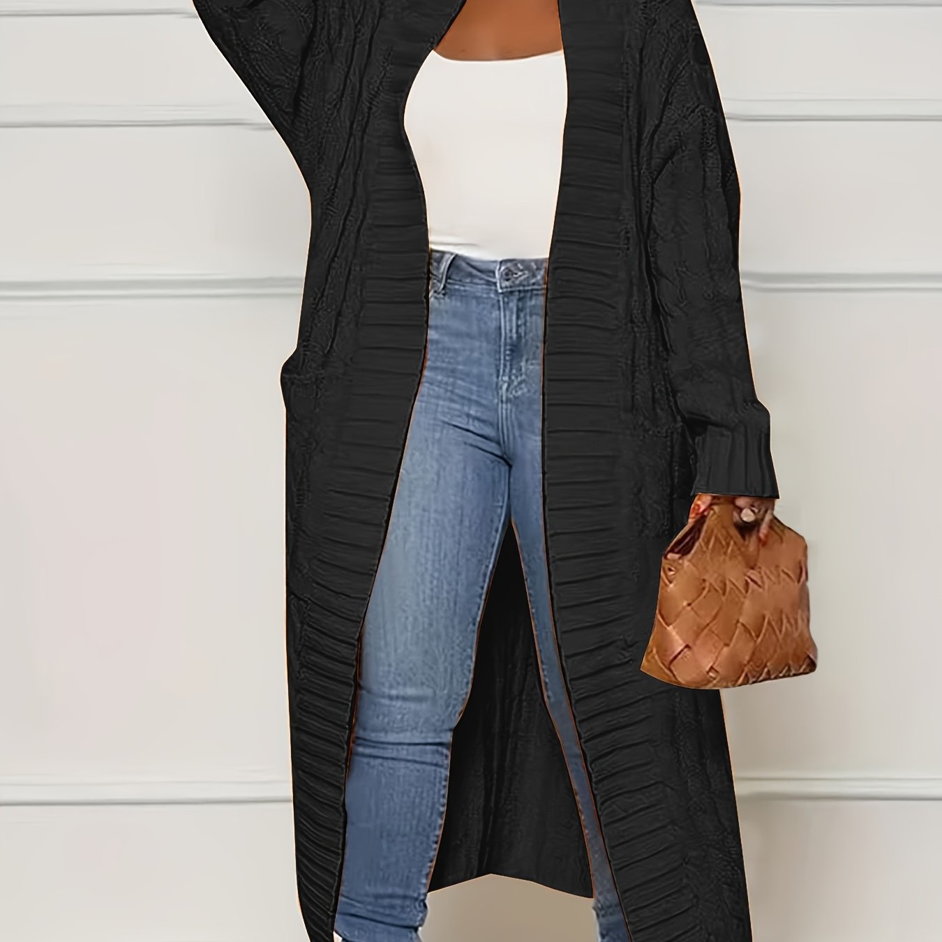 TEMU Cardigan Femme Automne/Hiver Décontracté Polyvalent Uni Mi-Long Mode
