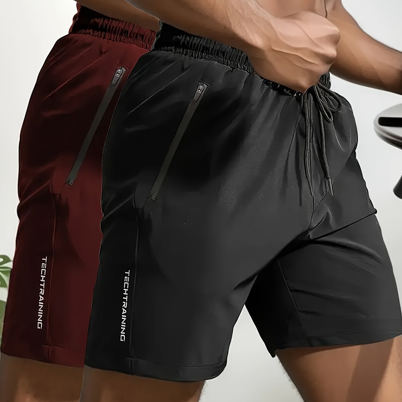 TEMU 2pcs Men's Letter Shorts With Pockets, Sporty Style Elastic Waist Bottoms, Men's Clothing For Summer Gym Workout