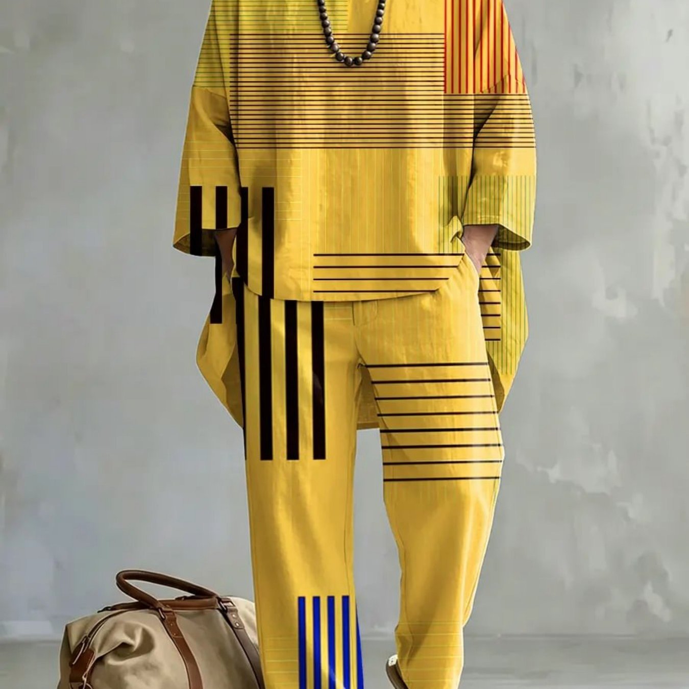 Fashionable Spring And Summer 's Lazy Casual 2pcs Set, Flat Outfit, Loose-, Straight-leg Pants For Daily, Street, And Travel Wear