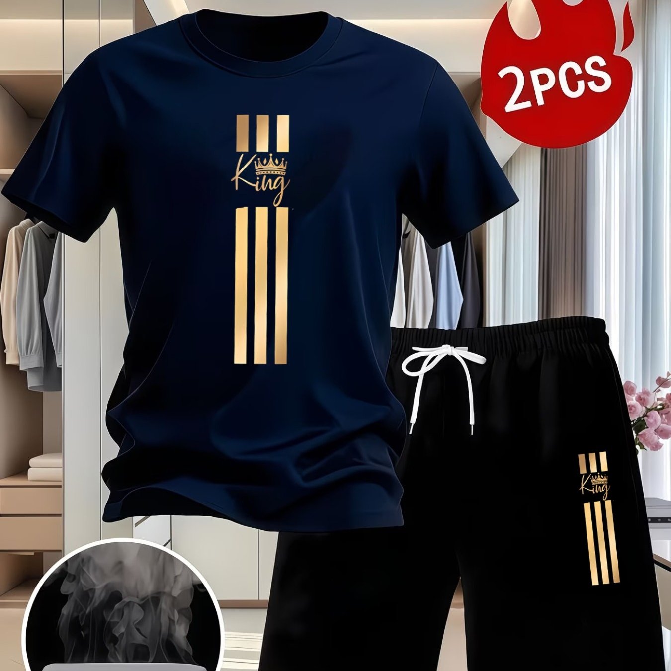 TEMU 2026 New Style Casual Set, Moisture-wicking And Breathable, Wrinkle-resistant, Trendy. "beautiful Pattern Letter Print" Drawstring Waist Design,