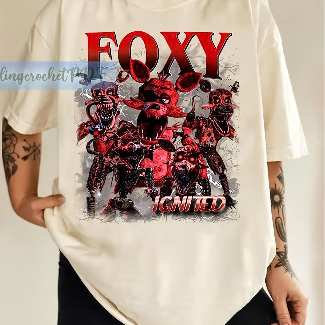 Image of Ignited Foxy Vintage Colors Tee 5 N-i Ights At F-r Reddy S Horrorie Bootleg Shirt Of Creation Classic Retro Shirt