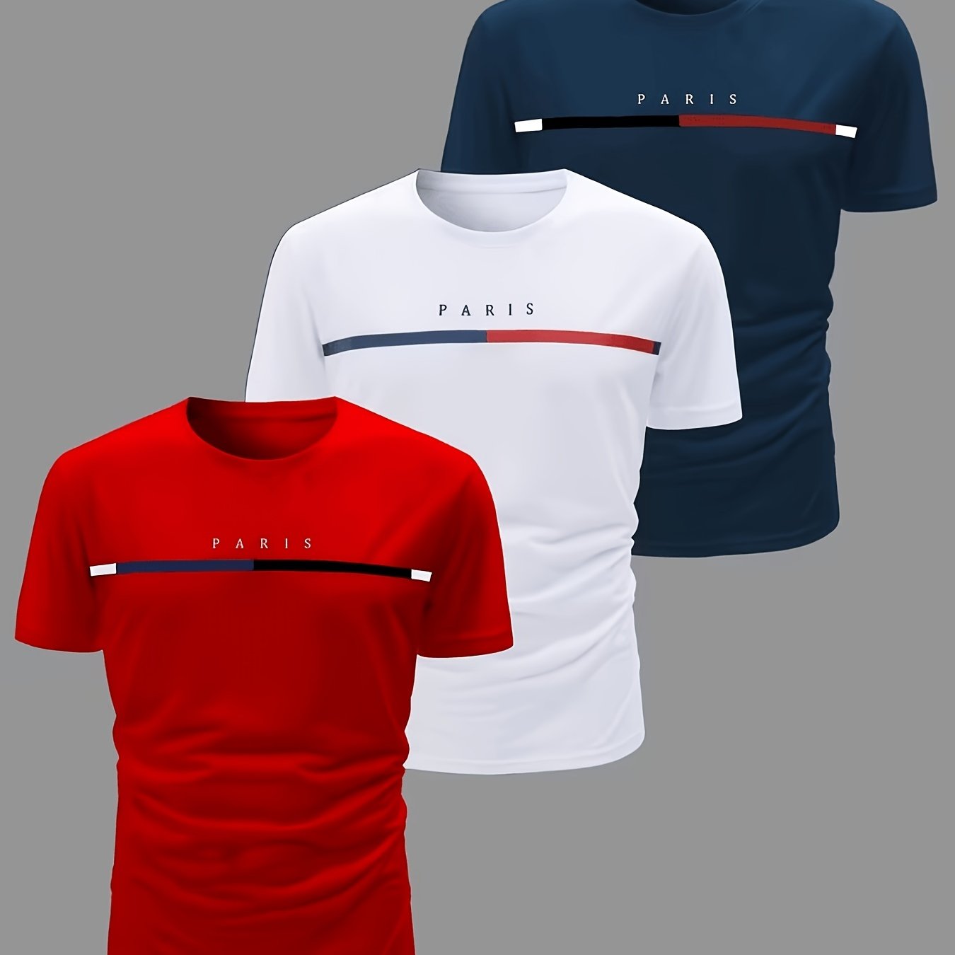 TEMU Lot de 3 t-shirts de détente pour homme à séchage rapide et évacuation de l'humidité - T-shirts respirants à col rond et manches courtes, idéaux