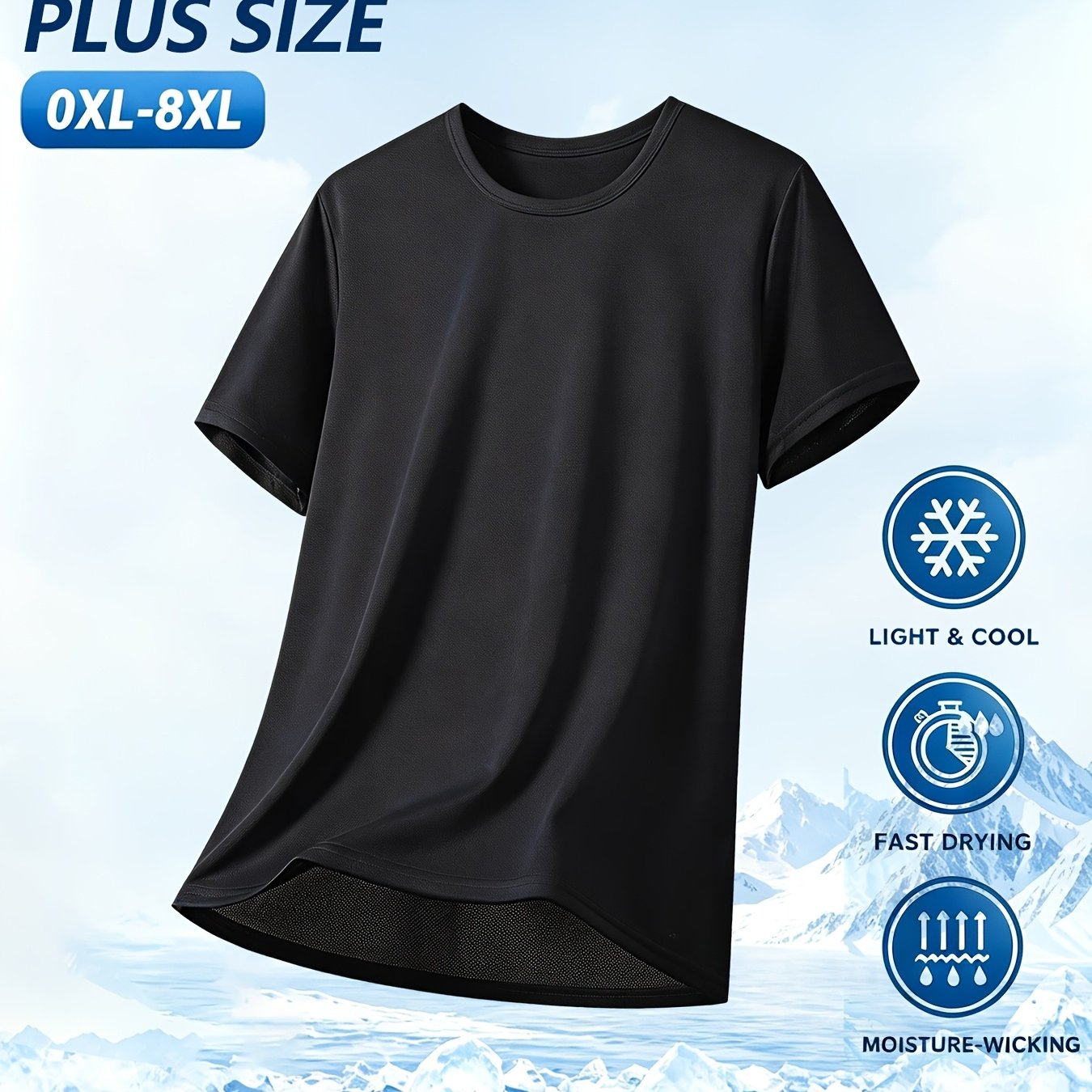 TEMU 1 Men's Quick Drying Sports T-shirt, Breathable Quick Drying Short Sleeved Round Neck T-shirt, Suitable For Gym Fitness Running, Plus Size
