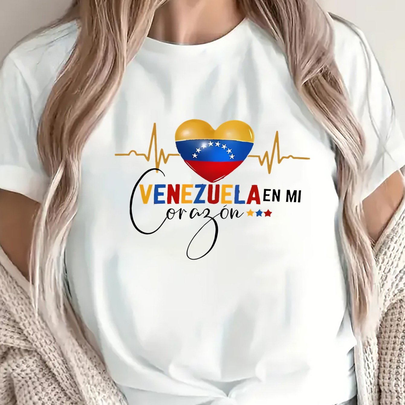 TEMU Camiseta de manga corta Venezuela , diseño para uso casual en casa o en , y duradera, con de y , ajuste para uso diario