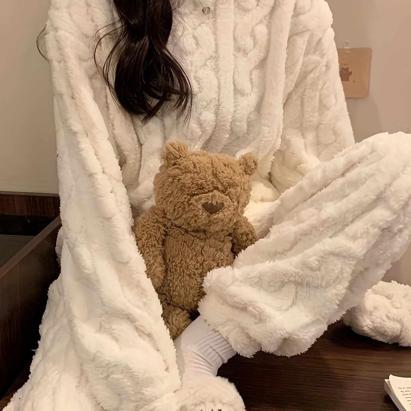 TEMU 秋冬用プラス厚手パジャマ。シンプルジャカードセットパジャマ。カジュアルで暖かいカップル用ホームウェア。女性用パジャマ