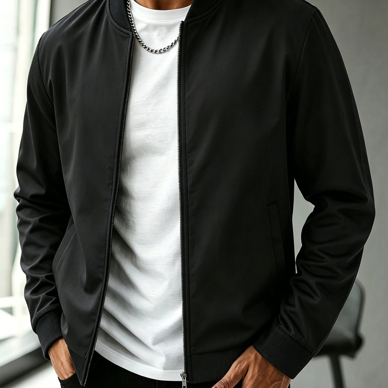 TEMU Nouvelle veste décontractée de style américain à col montant pour homme, simple et légère, adaptée et à , veste de transition