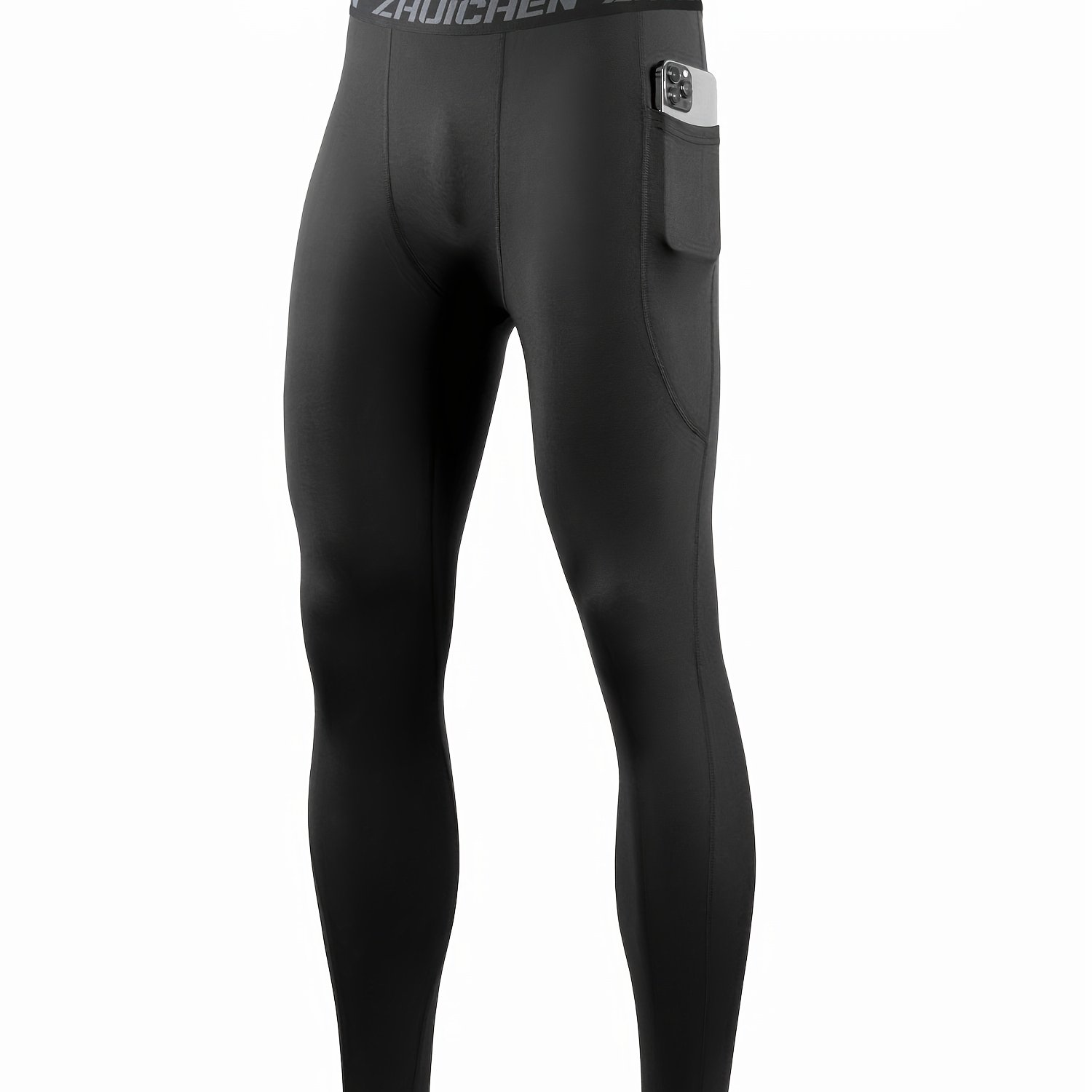 Pocketed Compression Long Pants Leggings Basketball High-elastic Training Fitness Trousers Running Athletic High-elastic Quick- Layer
