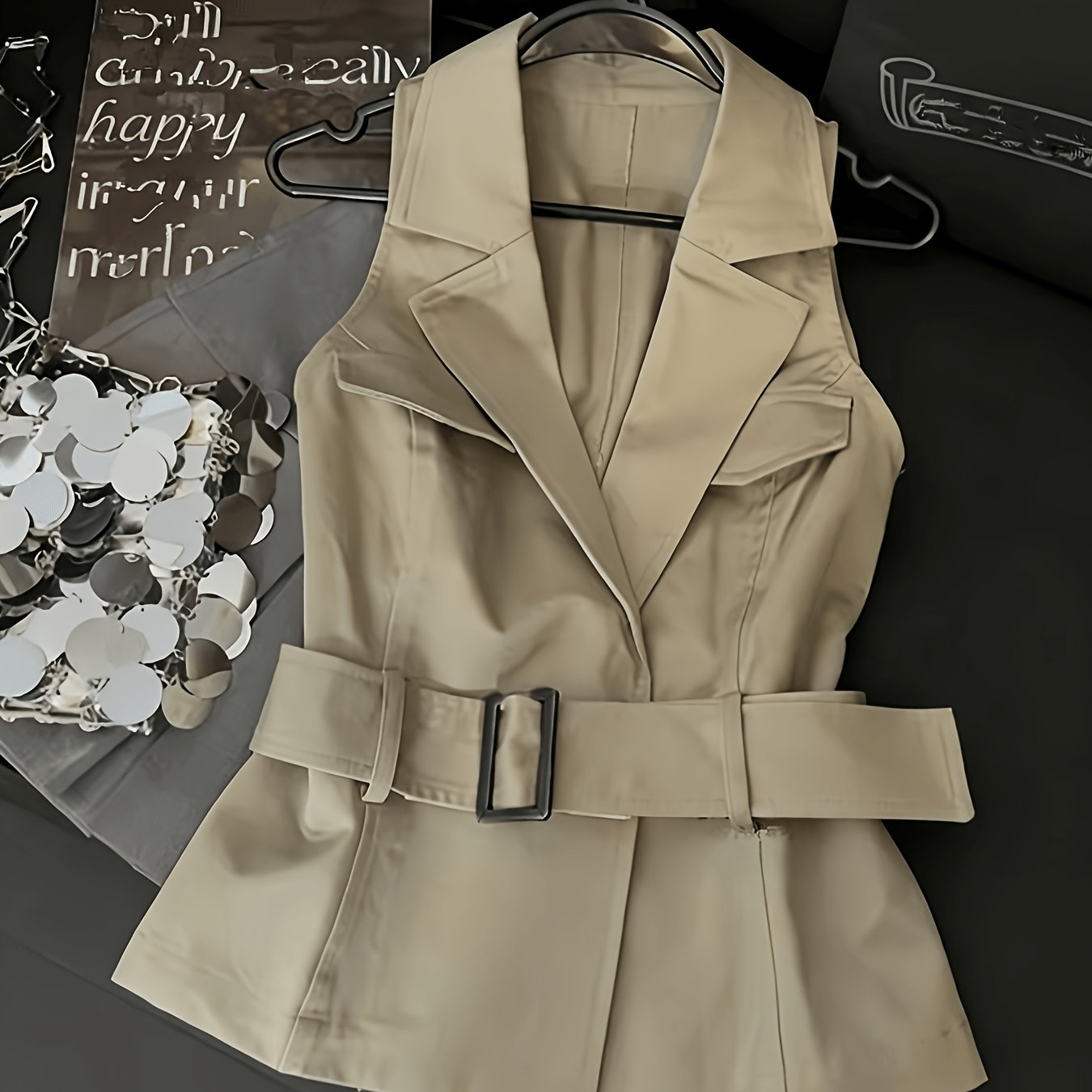 TEMU Gilet giacca da donna "Niannian" , casual, elegante, versatile, vestibilit� aderente, con a d'elefante e modellante in vita
