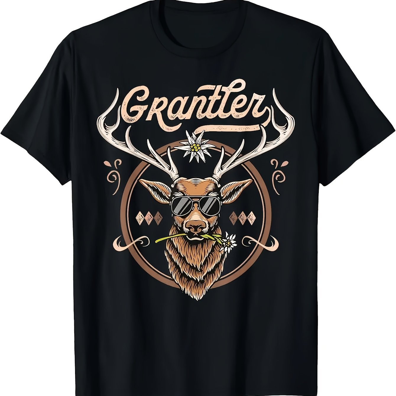 Image of Men's Traditional T-shirt - Black With Checkered Pattern, Plus Size