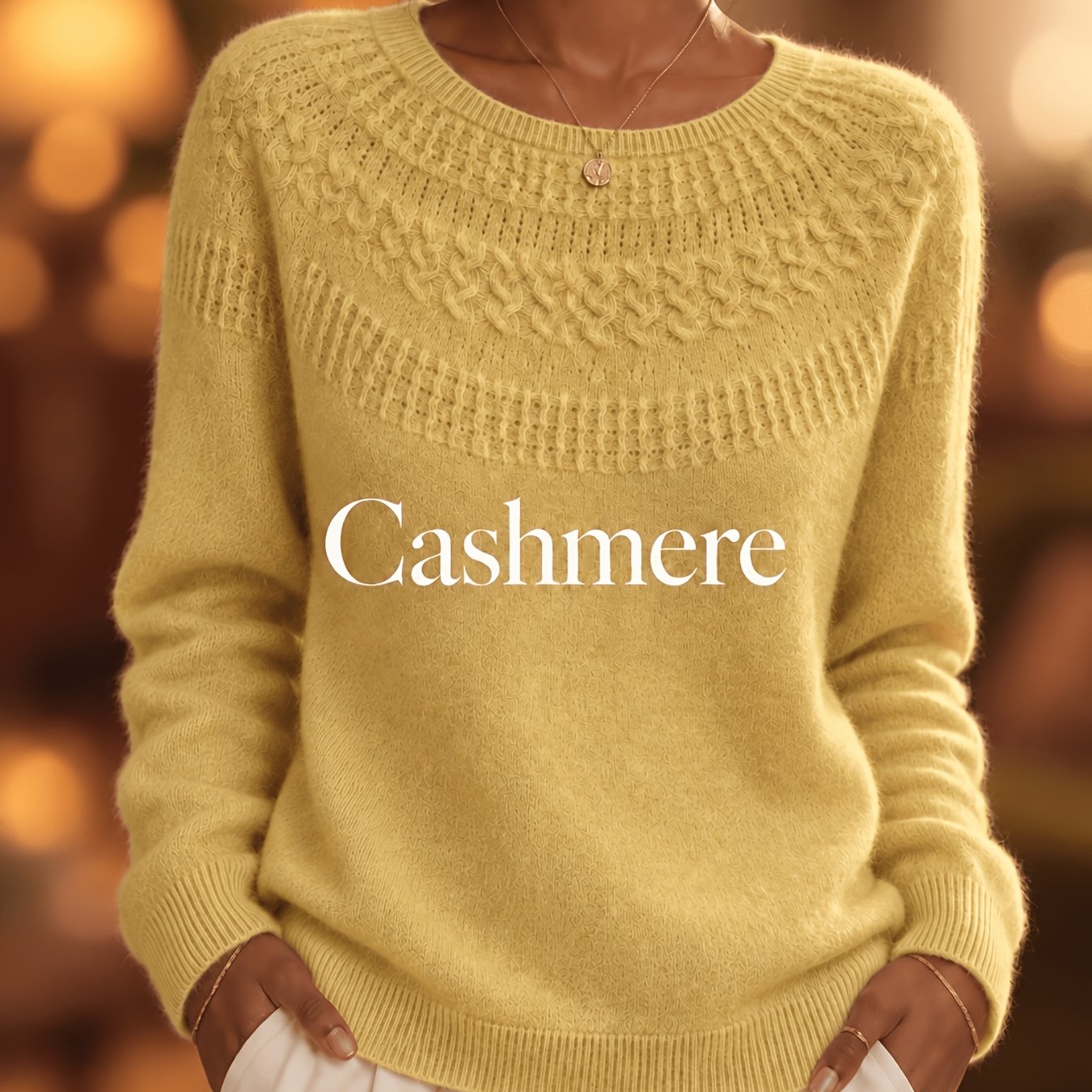 TEMU Women's Round-neck Jacquard Sweater, Long-sleeve Pullover | Loose-fitting For Casual Wear, Office, Layering, And Autumn/winter Outfits; In