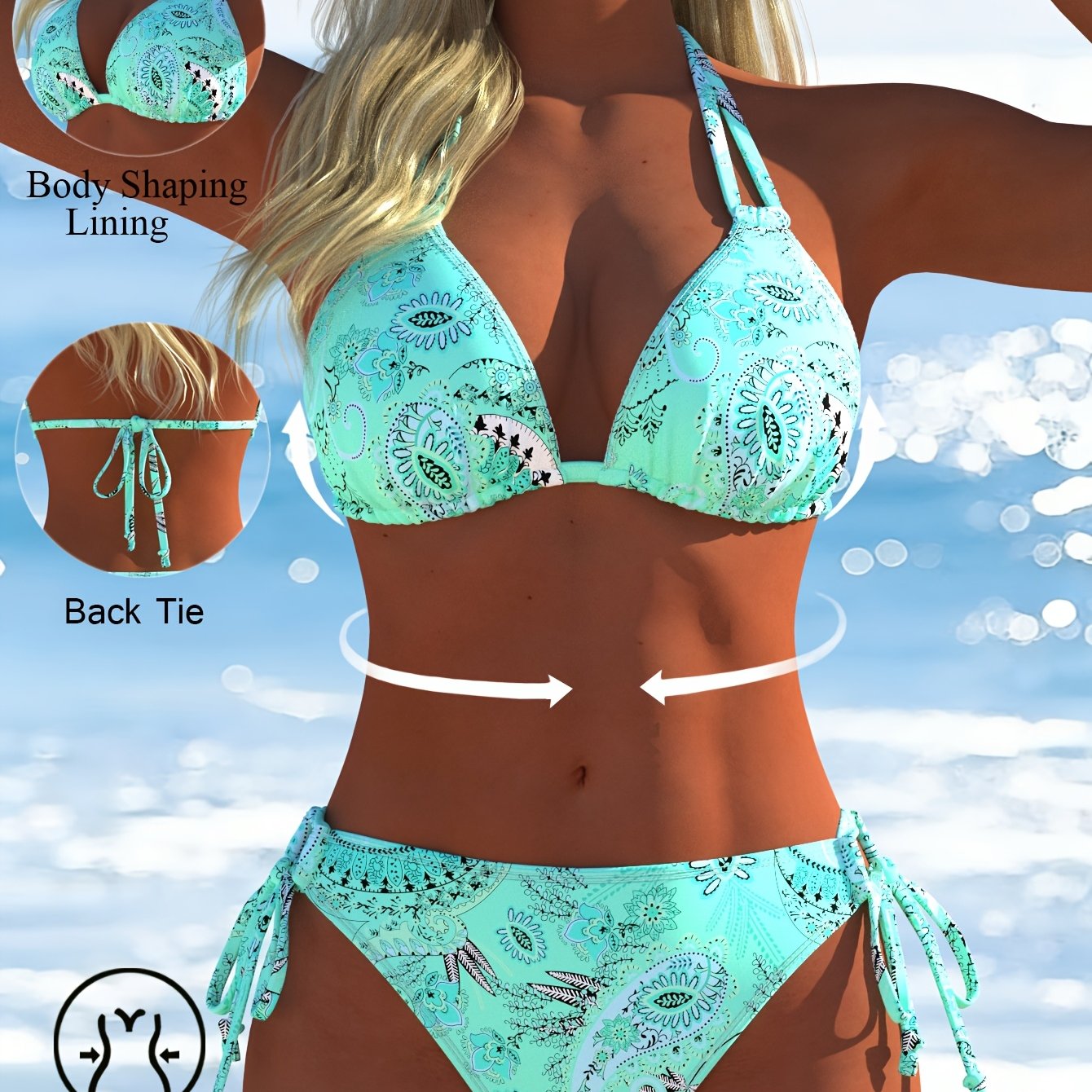 Image of Women's Set Swimsuit, Stylish Printed Swimwear, Perfect For Beach Vacation Outfits, 2026ss Spring/summer Trend New Arrival