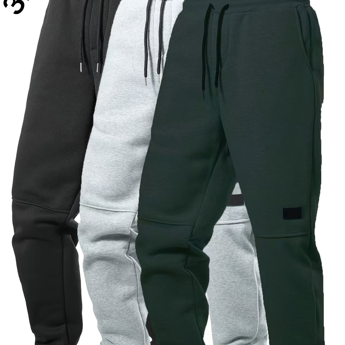 TEMU 3-pc Men's Fall Winter Joggers With Patches On Knees