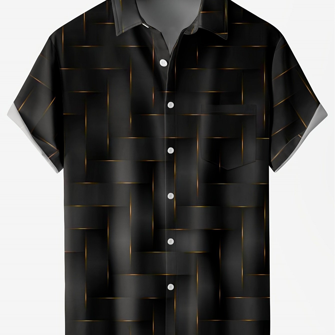 TEMU [printeddesign - Not Textured]men's Fashion Printed Short Sleeve Button Up Shirt, Relaxed Fit Soft Comfy Tops, Lightweight Breathable Material