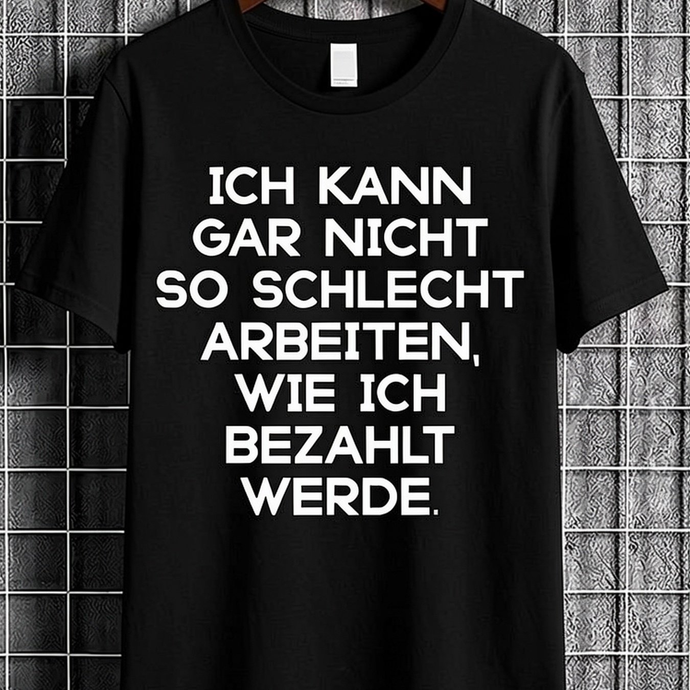 Image of Plus Size Men's Crew Neck Short Sleeve T-shirt - With German Text I Work As I For Casual Wear And Humor Statement Outfits - Daily Wear - Vintage Graphic Casual Summer T-shirt Top 2026, Plus Size