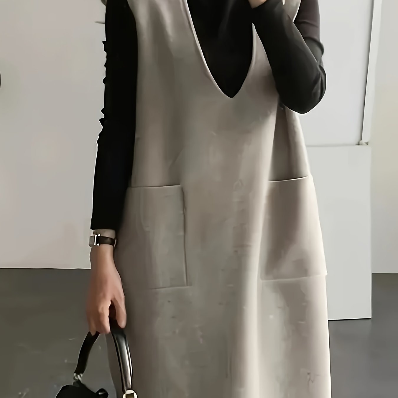 1pc New Mid-length Vest Skirt, With Front
