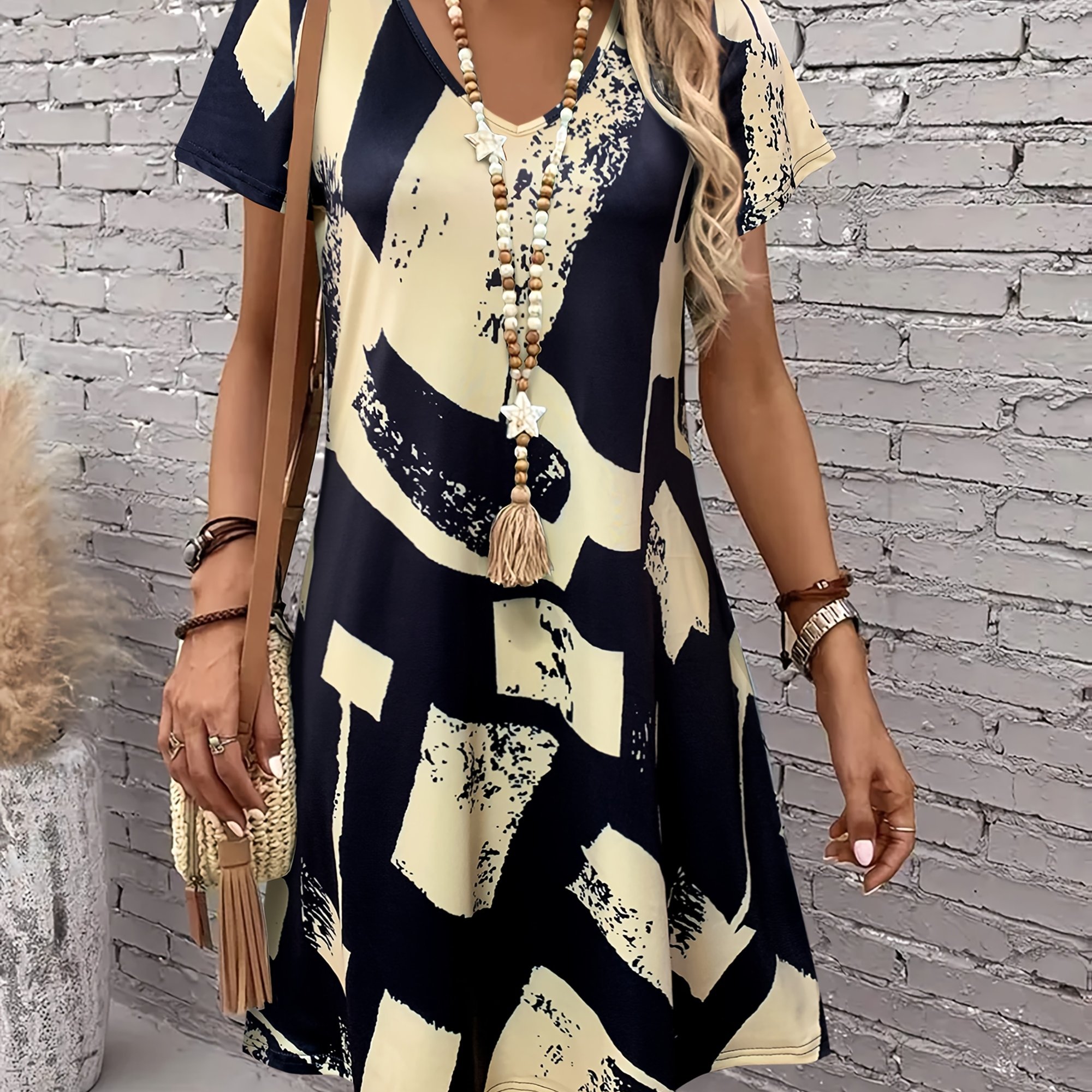 Image of Spring And Summer Women's Fashion Graphic T-shirt Dress