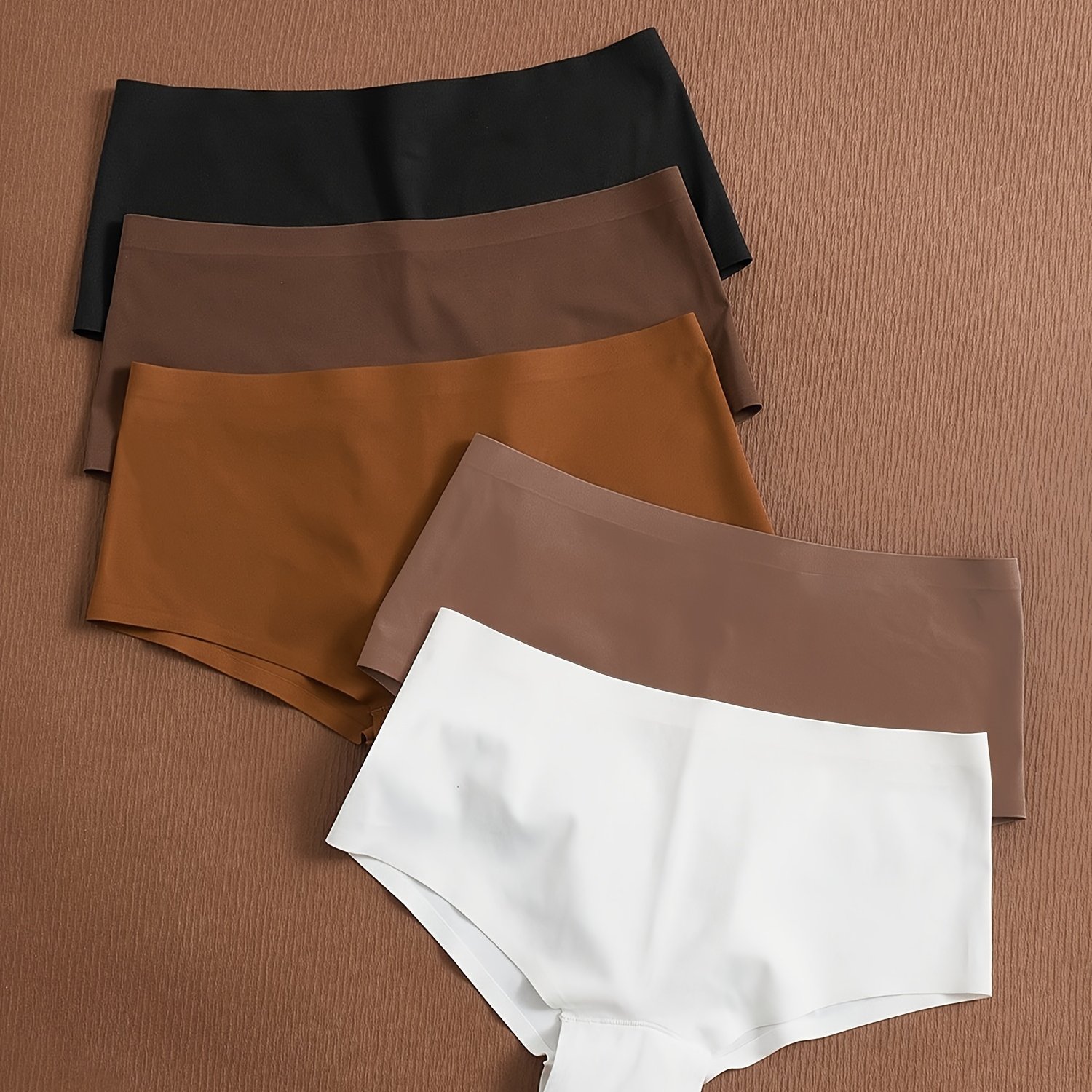 5pcs Seamless Briefs, Breathable Mid Stretch Panties, Women's Underwear & Lingerie