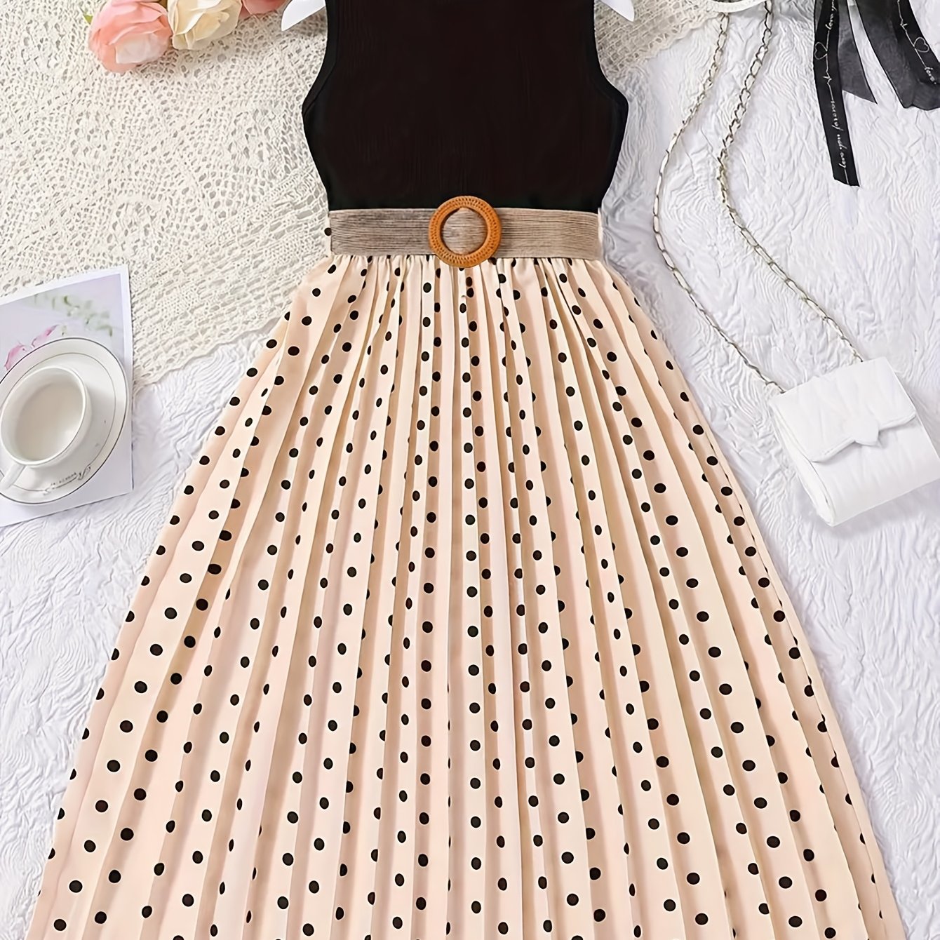 Image of High-rated Autumn/winter ' Dress, Elegant And Temperament-enhancing Soft Material Fashionable And Skin-friendly Texture Delicate With Polka Dots And Enhancing Temperament