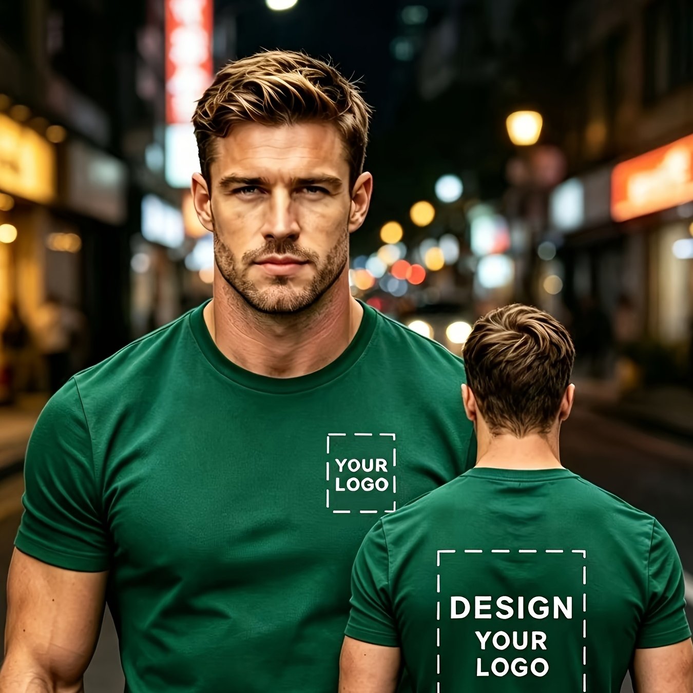 TEMU Men' Color Short-sleeve T-shirt, Customizable Logo Print For Corporate Team Workwear, Unisex, Multiple Colors Available
