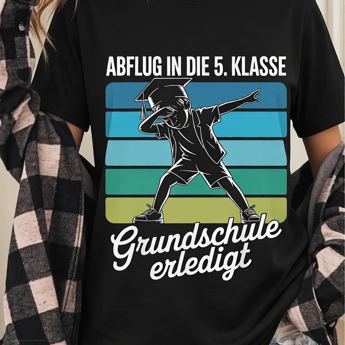 Image of Men's 5th Grade Graduation T-shirt Suitable For 4th To 5th Celebration, Heavyweight 180gsm German & Cap-themed Short Sleeve Shirt, Round Neck Fit For Events, Machine Washable For Wear