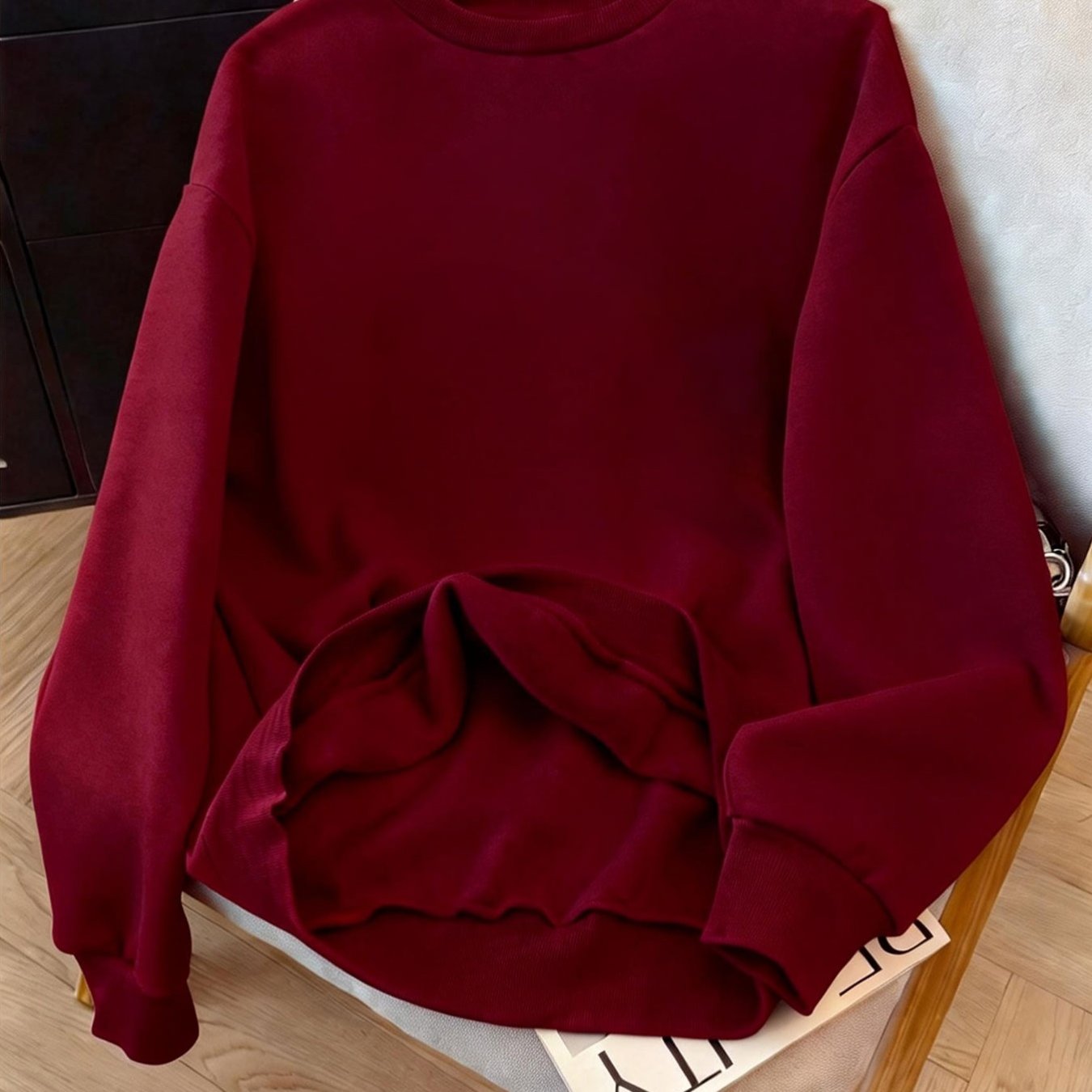 TEMU Une sweat-shirt tendance et facile à pour femmes, avec un col rond ample, un design confortable et polyvalent, une sweat-shirt doublé en polaire