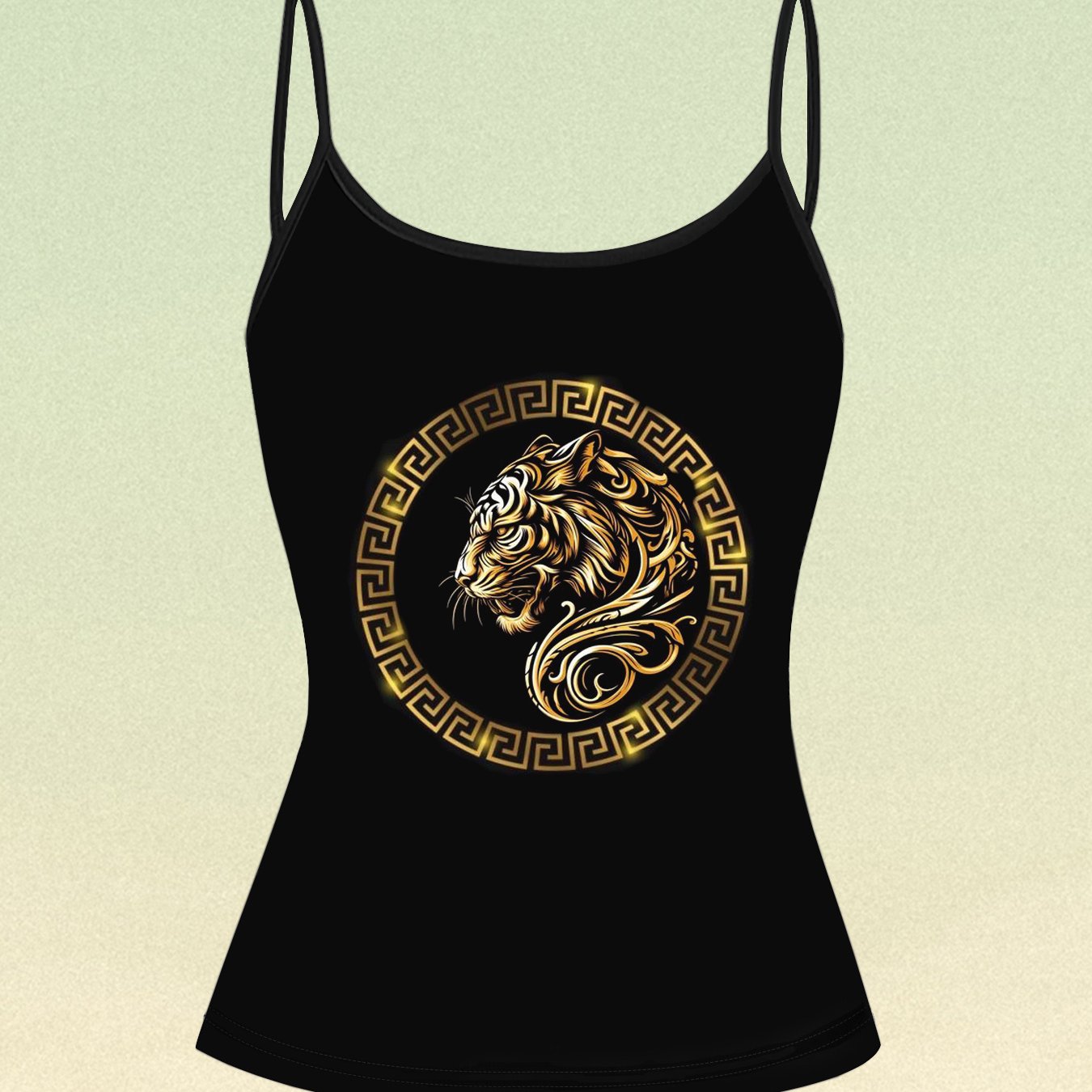 TEMU Summer Dark Gilded Greek Fretwork Print Domineering Light Slim And New Popular Casual Adjustable Suspender Vest Top
