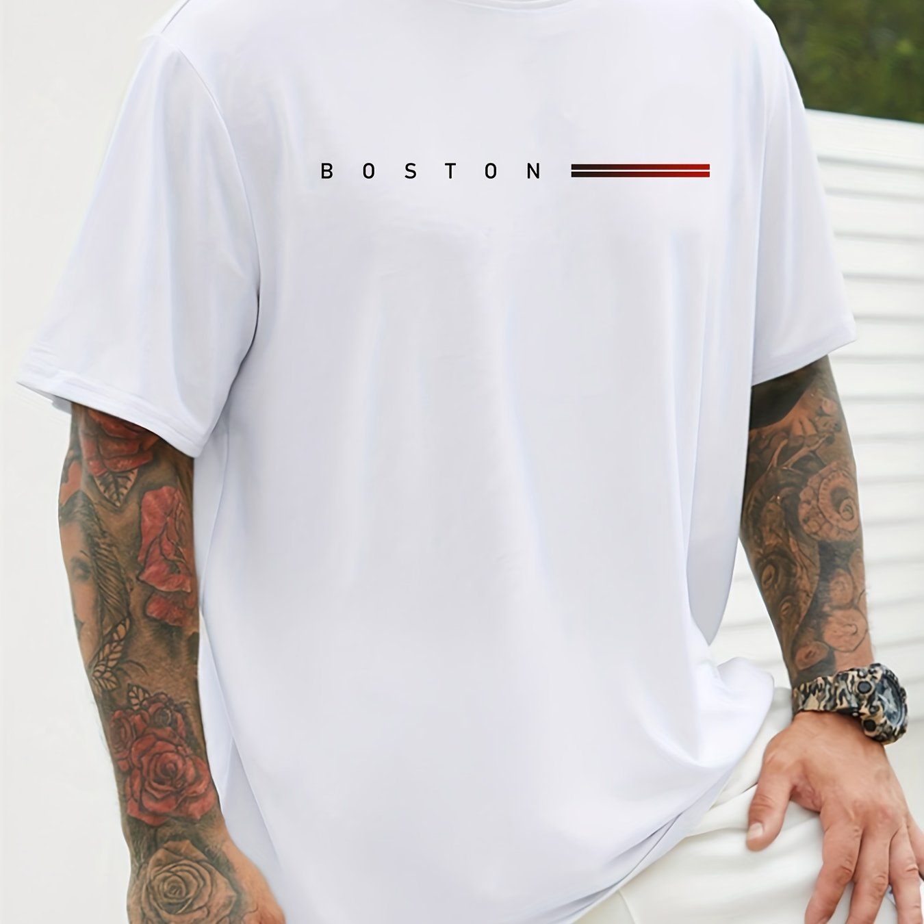 Men's 180g 100% Cotton Casual T-shirt, Plus Size