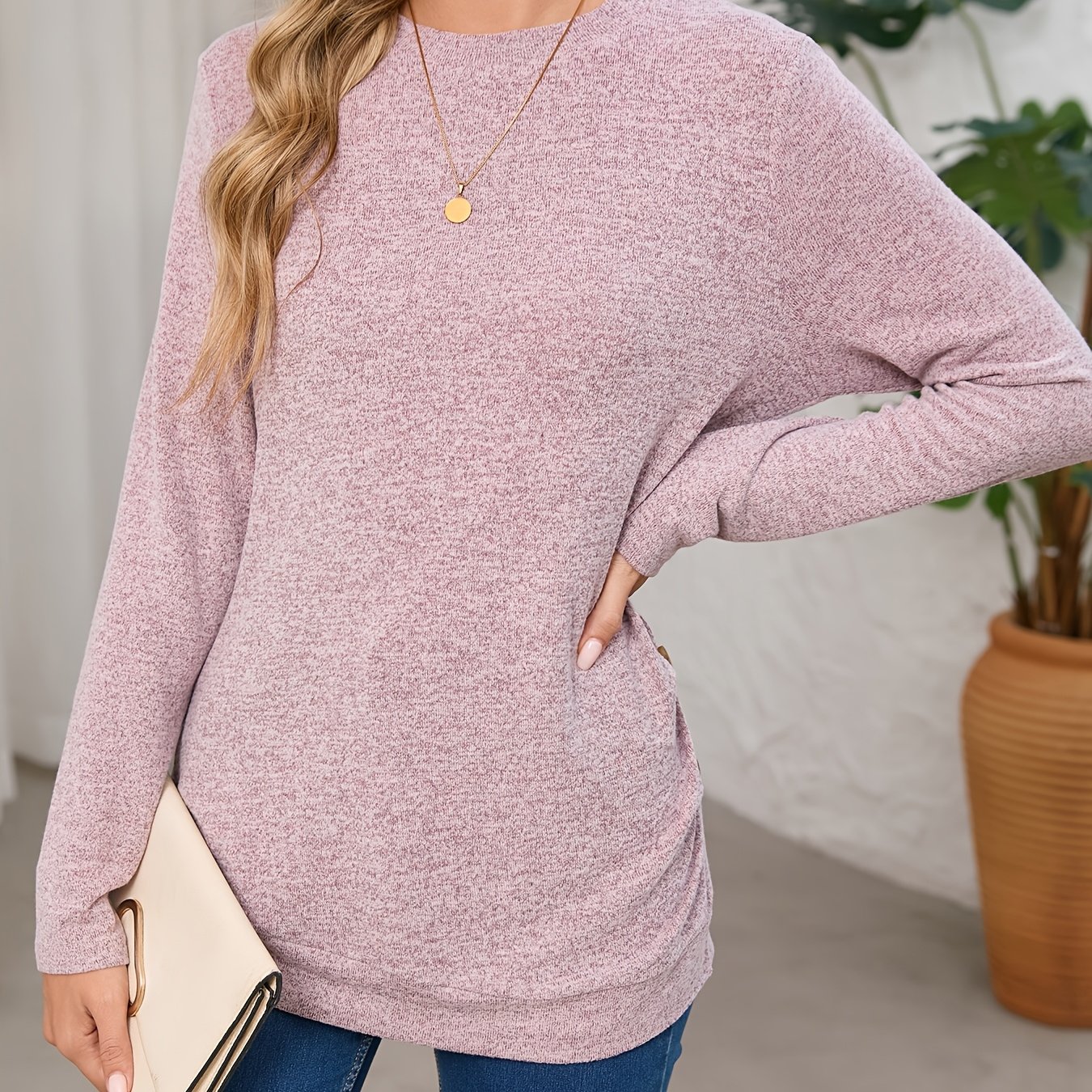 Button Detail Ruched T-shirt