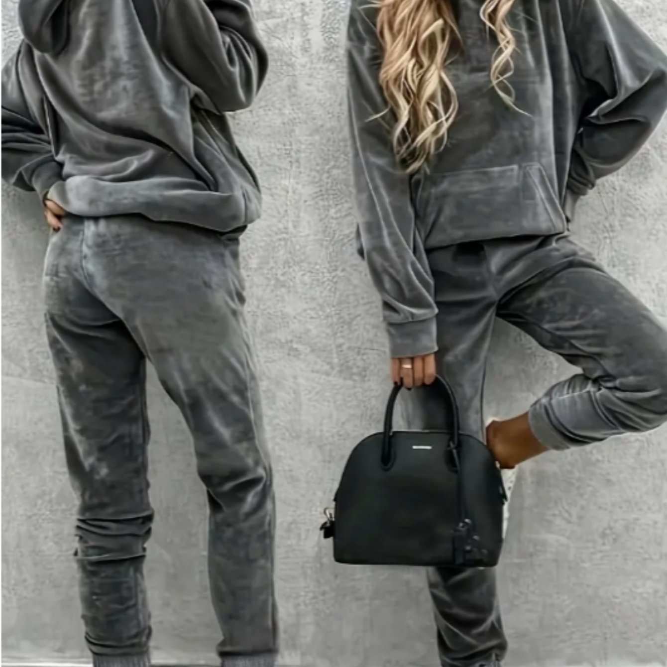 TEMU 2pcs Set (solid-color Long-sleeved Hooded Sweatshirt And Sweatpants Set) Soft Velvet Y Set For Casual Wear, Dress-up Set, Y Set