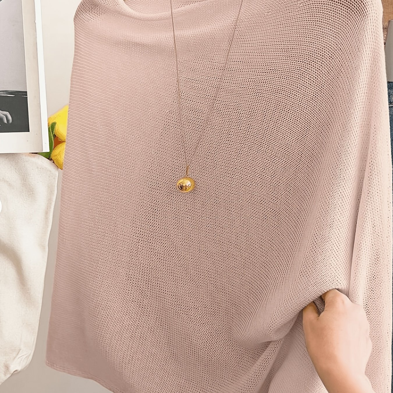 TEMU This Loose And Casual Resort-style Shawl Cape Sweater For Women Is Perfect For Spring And Summer Vacations By The Seaside. A Must-have For Your