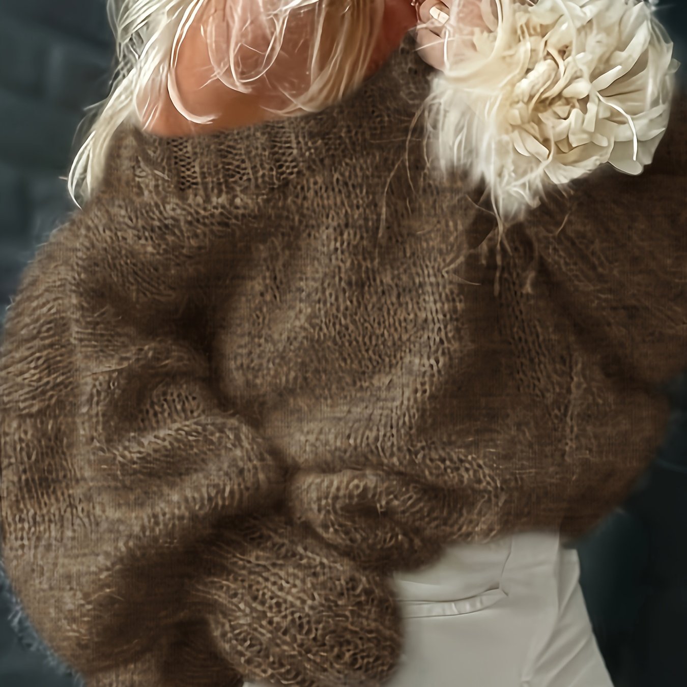 TEMU A Soft And Cozy Short Sweater With A -back Vibe, Perfect For Versatile Styling