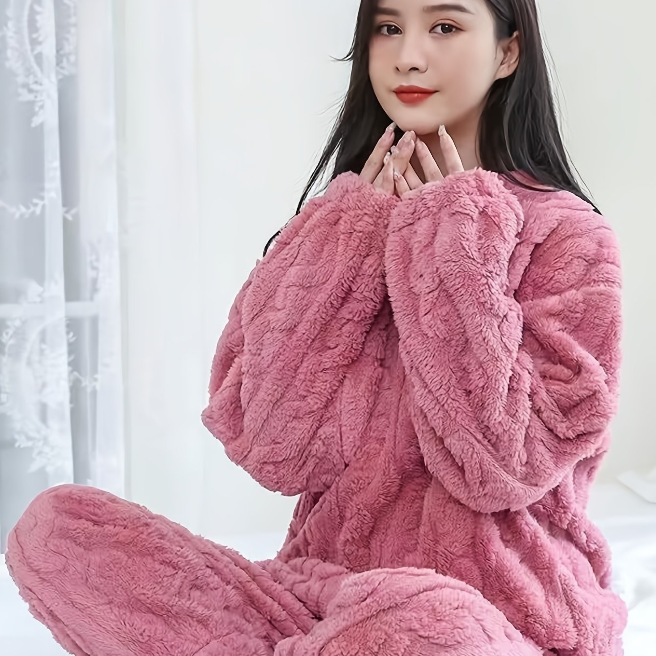TEMU Autumn And Winter New Style Korean Sweet Small Fragrance Winter Velvet Thickened Clothes Suit Korean Sweet Small Fragrance Winter Velvet