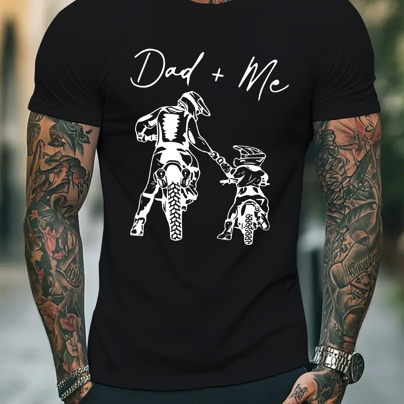TEMU Herren Großes Tall Motorrad Papa Ich Grafik T-Shirt, Paar Passende Outfits, Lustige T-Shirts Herren, Grafik T-Shirts Herren, Herren T-Shirts,