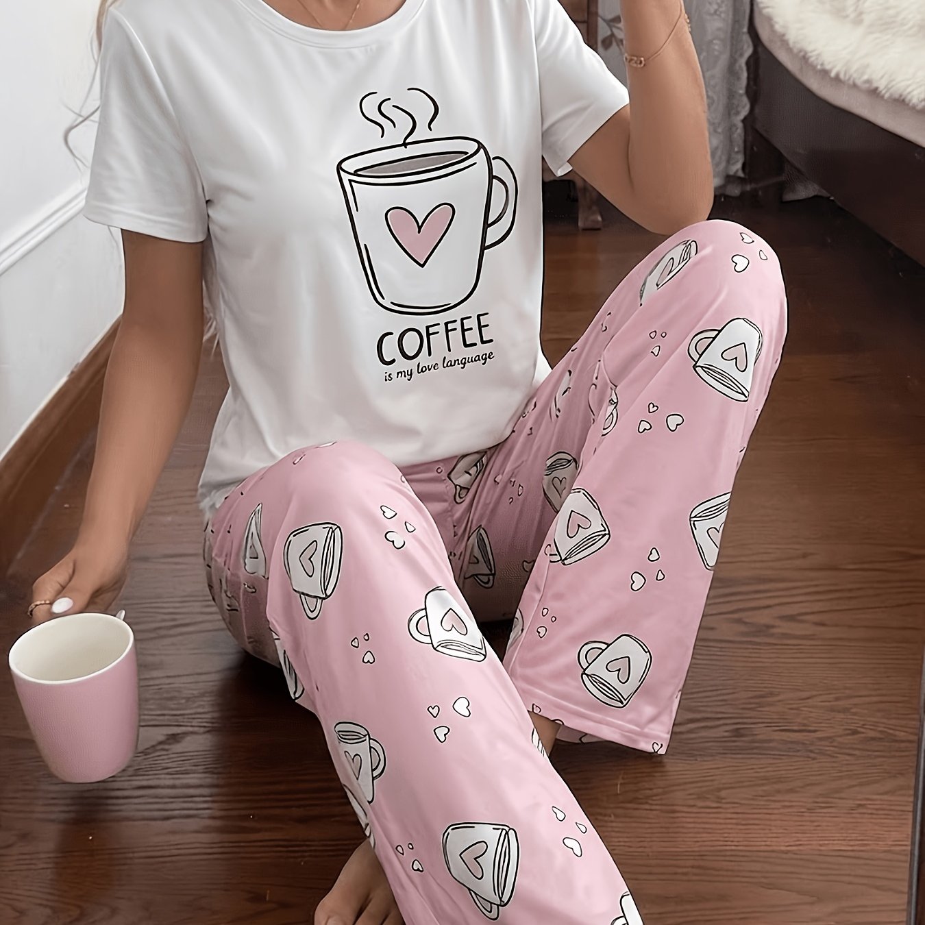 TEMU 2pcs Women's Pajama Set | Short Sleeve Sleepwear | Breathable Fabric | Soft And Comfortable