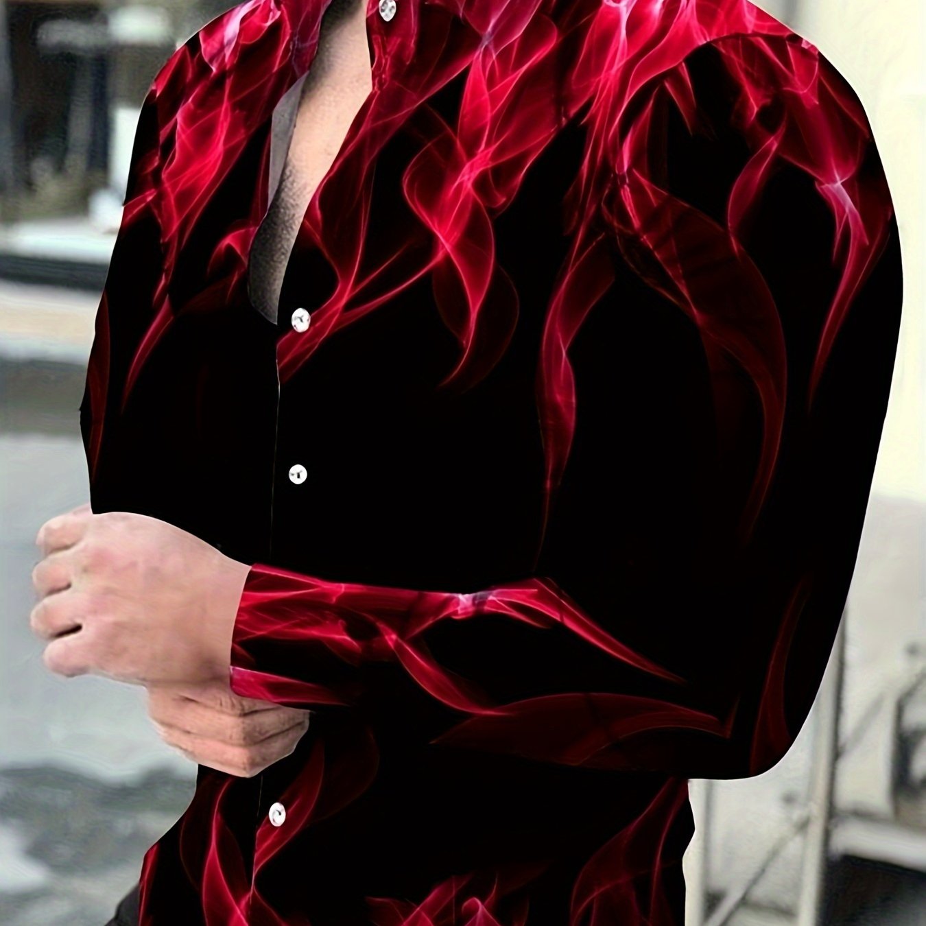 Image of Men's Long-sleeve Casual Print Shirt For Spring And Autumn