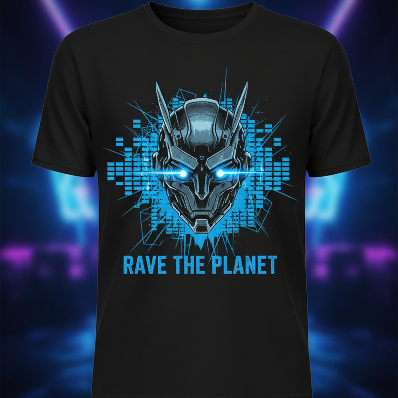 Techno Robot T-shirt - Official Merchandise Neon Graphic Tee With & Distressed Text, 100% Cotton Retro Futuristic Shirt Suitable For Clubs, Festivals, Casual Wear, Machine Washable Robot