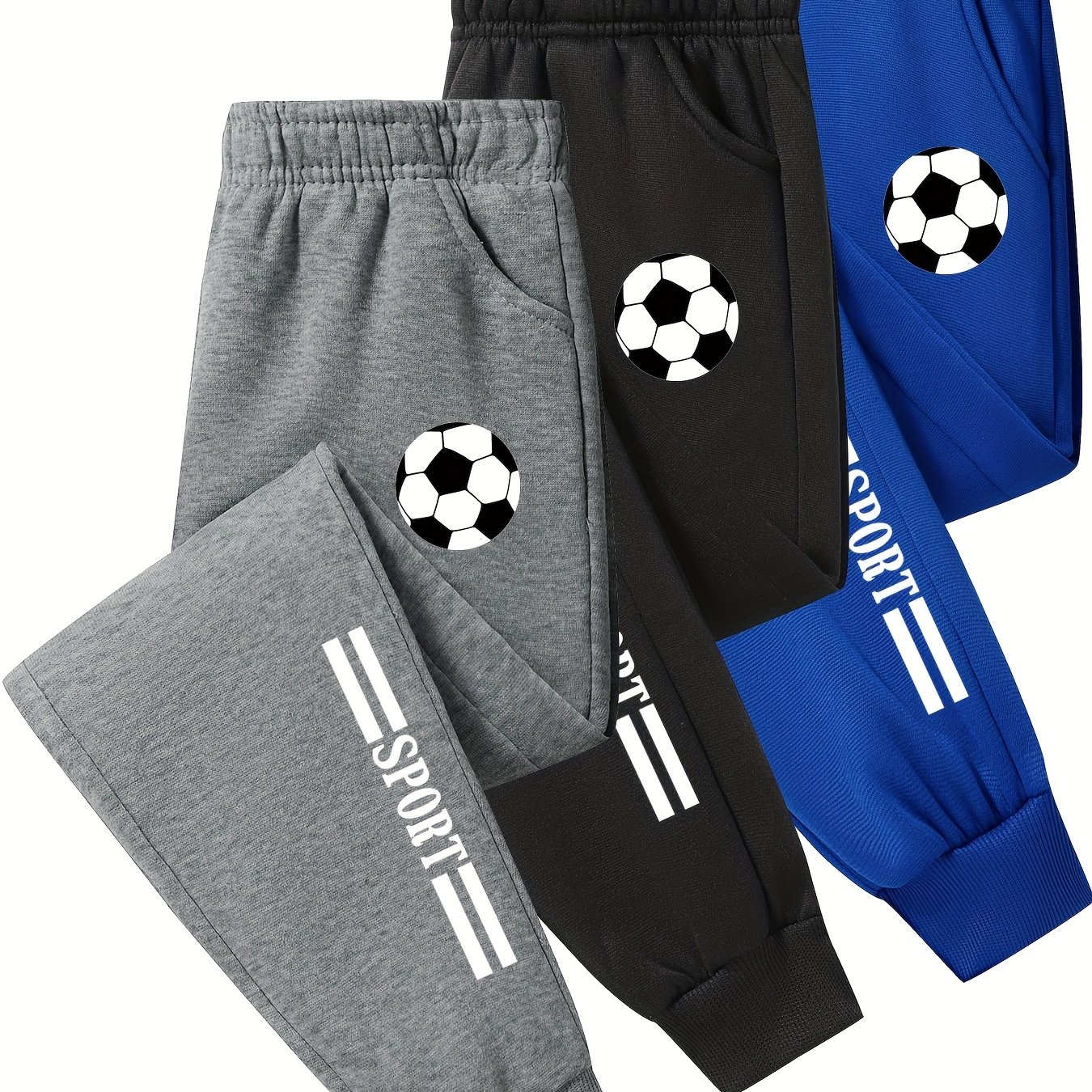 TEMU Lot de 3 paires de pantalons de sport printemps/automne pour garçons, avec d'Halloween, de Noël et de la rentrée scolaire. Ces pantalons ornés