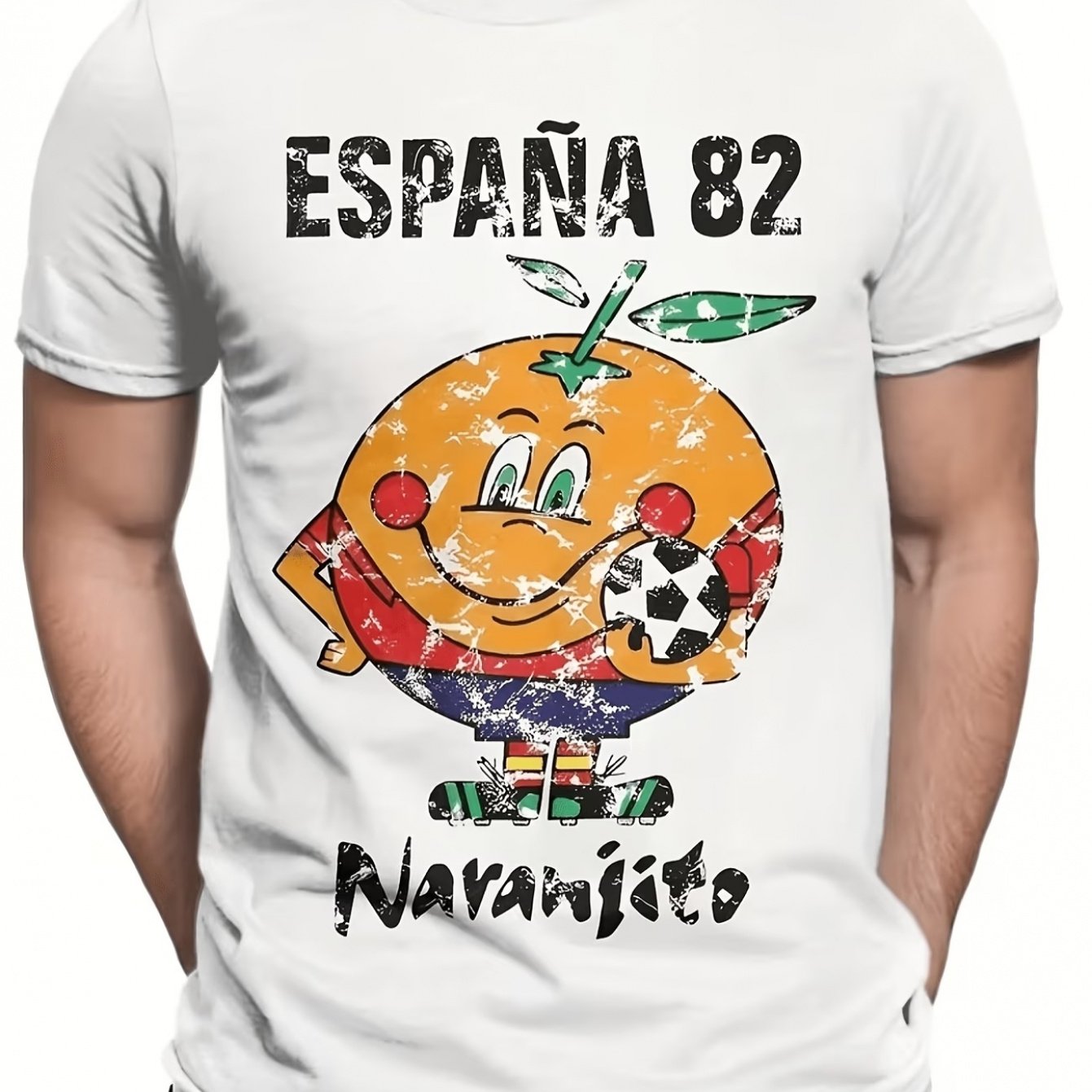 TEMU Camiseta de fútbol retro para hombre - Camiseta blanca de manga corta con cuello y , casual para los entusiastas del deporte en todo