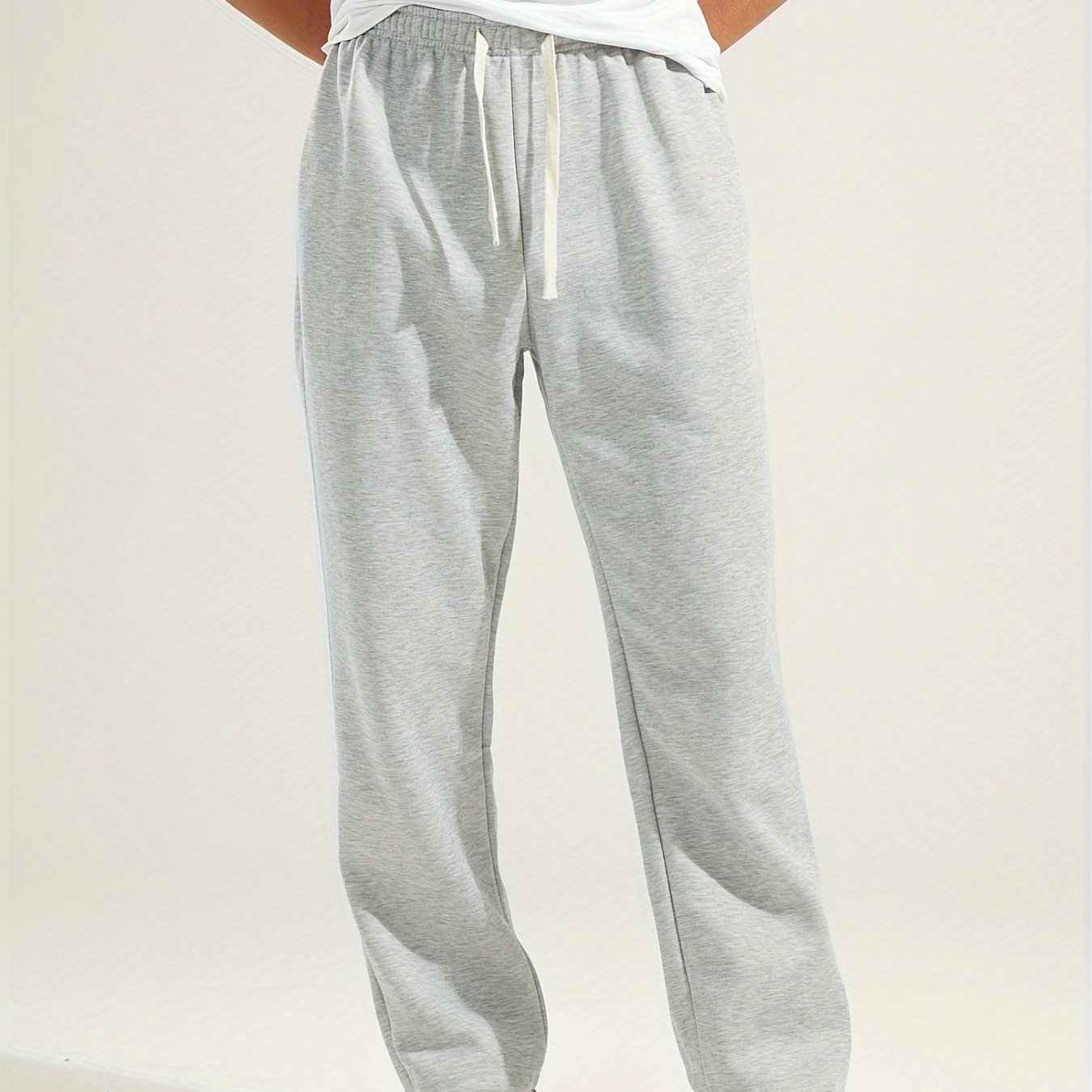 Solid Drawstring Sweatpants Loose Fit Pants Men's Casual - Temu