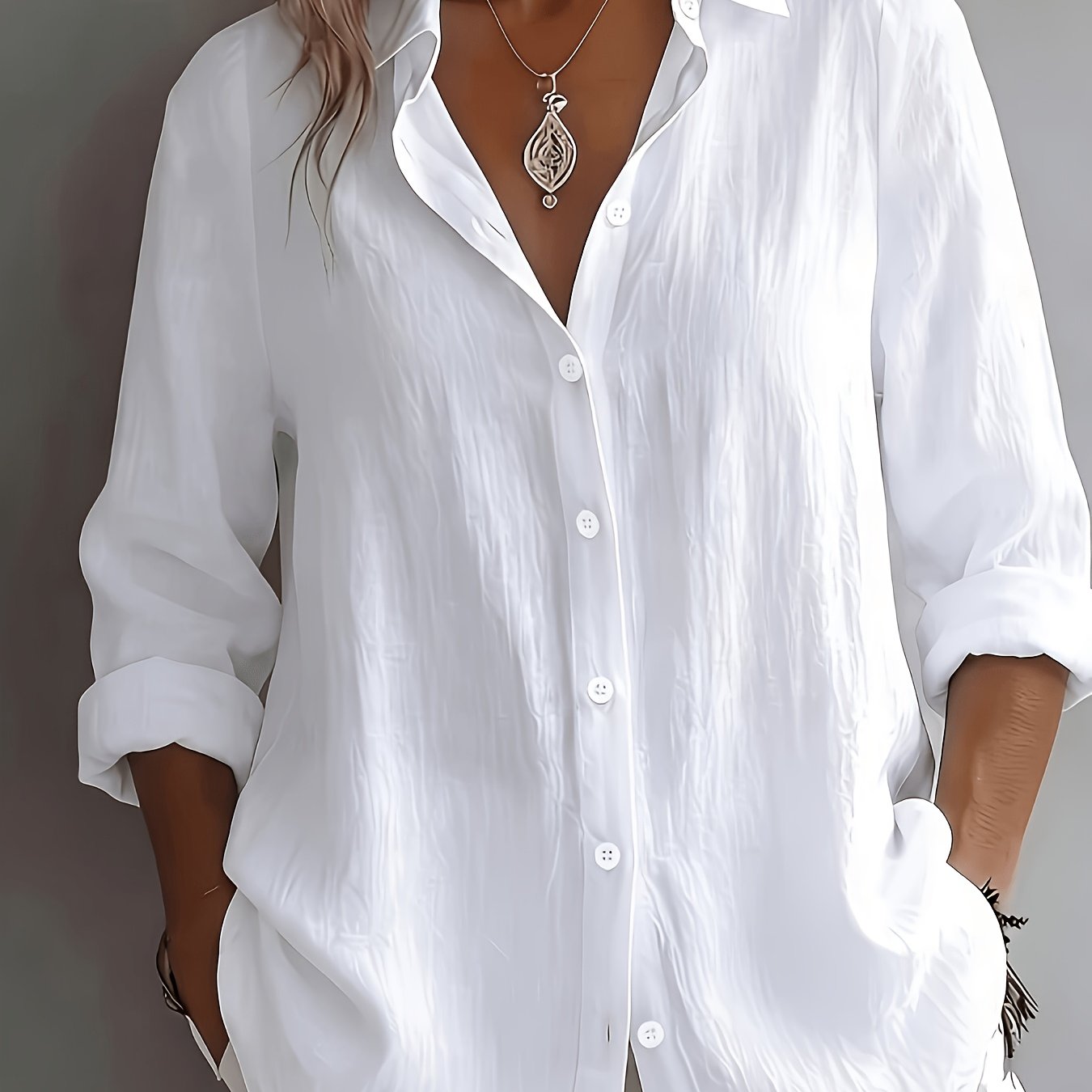 TEMU Women's Fashion Lapel Breathable Casual Daily Wear Spring Summer Easy Shirt