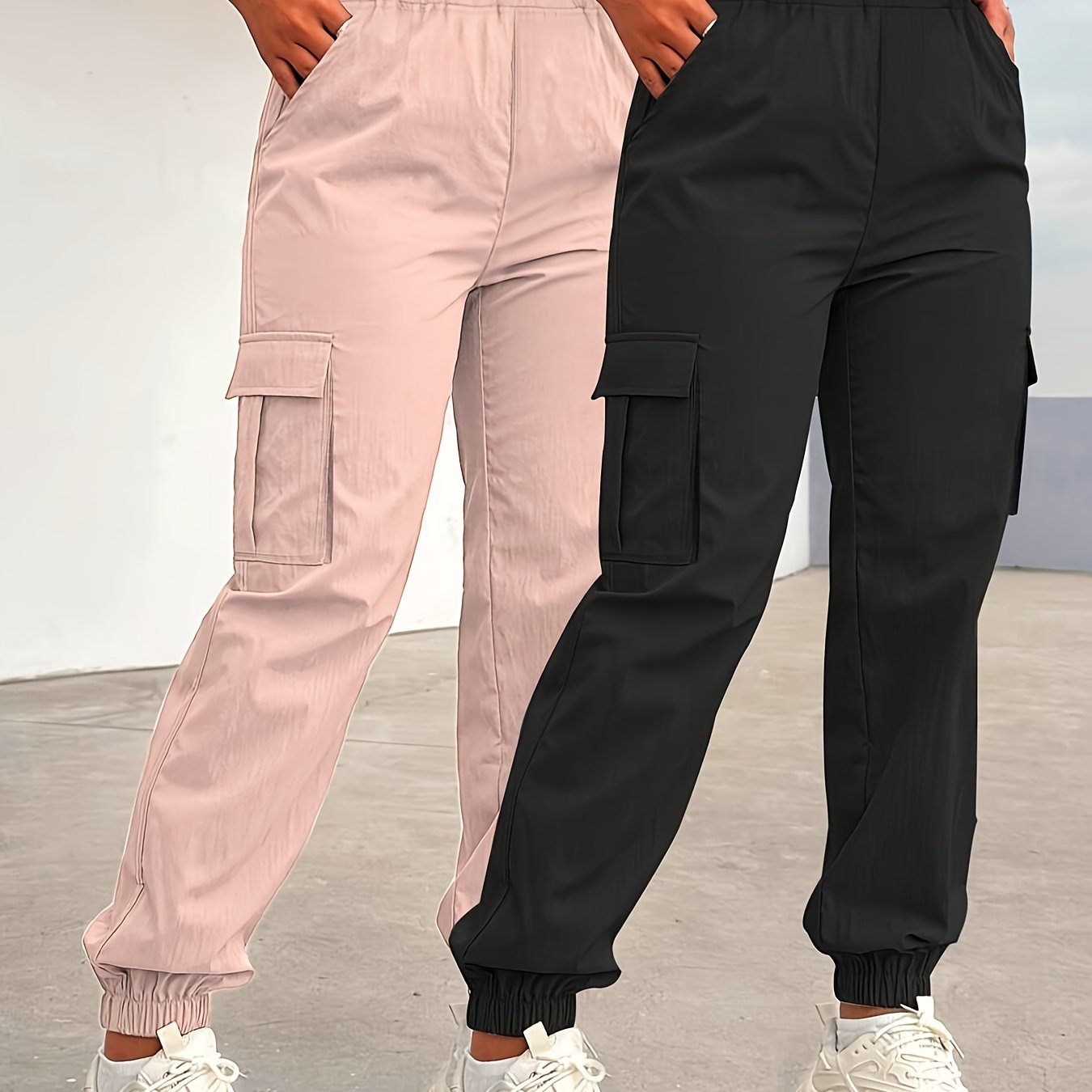 Image of 2pcs New ' Labor Pants, Trousers, Large Pockets, Wearable , Machine Washable, Suitable For Leisure And Holidays, Holiday Outdoor Sports, For Outdoor