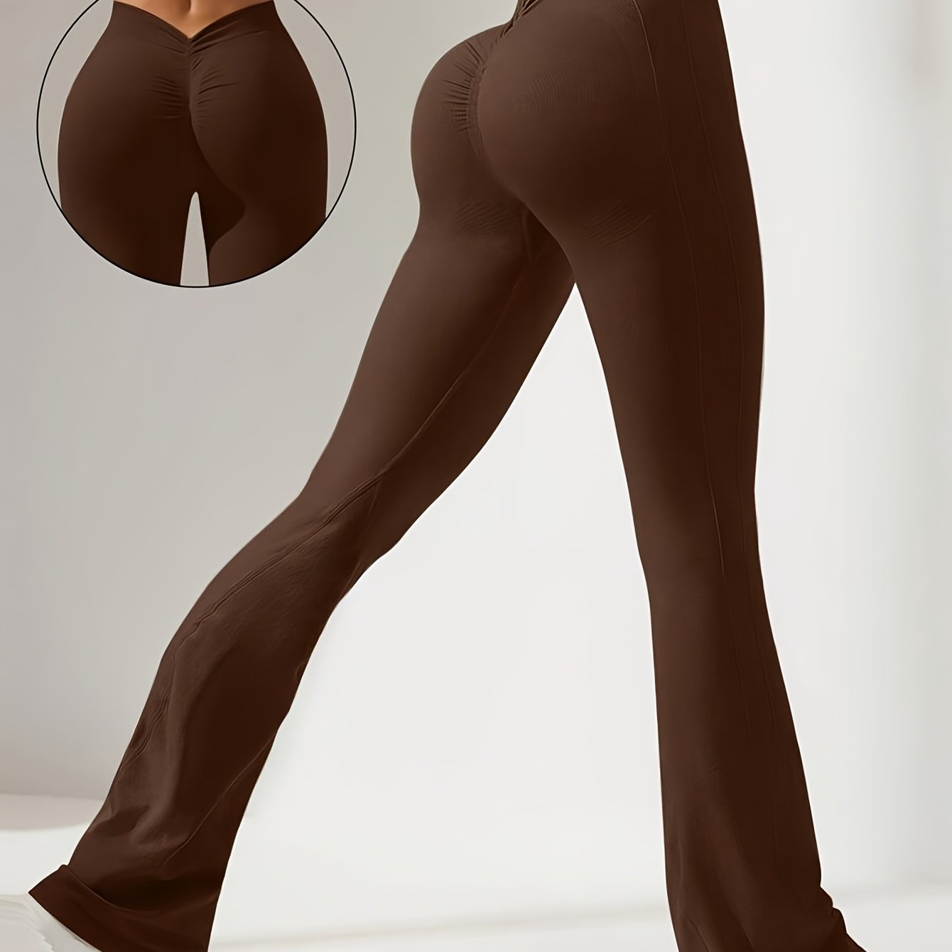 TEMU Pantalones de Yoga de Cintura para Mujer con Cinturilla Elástica, Control de Abdomen, Color Sólido, Leggings Brillantes, Pantalones de Yoga