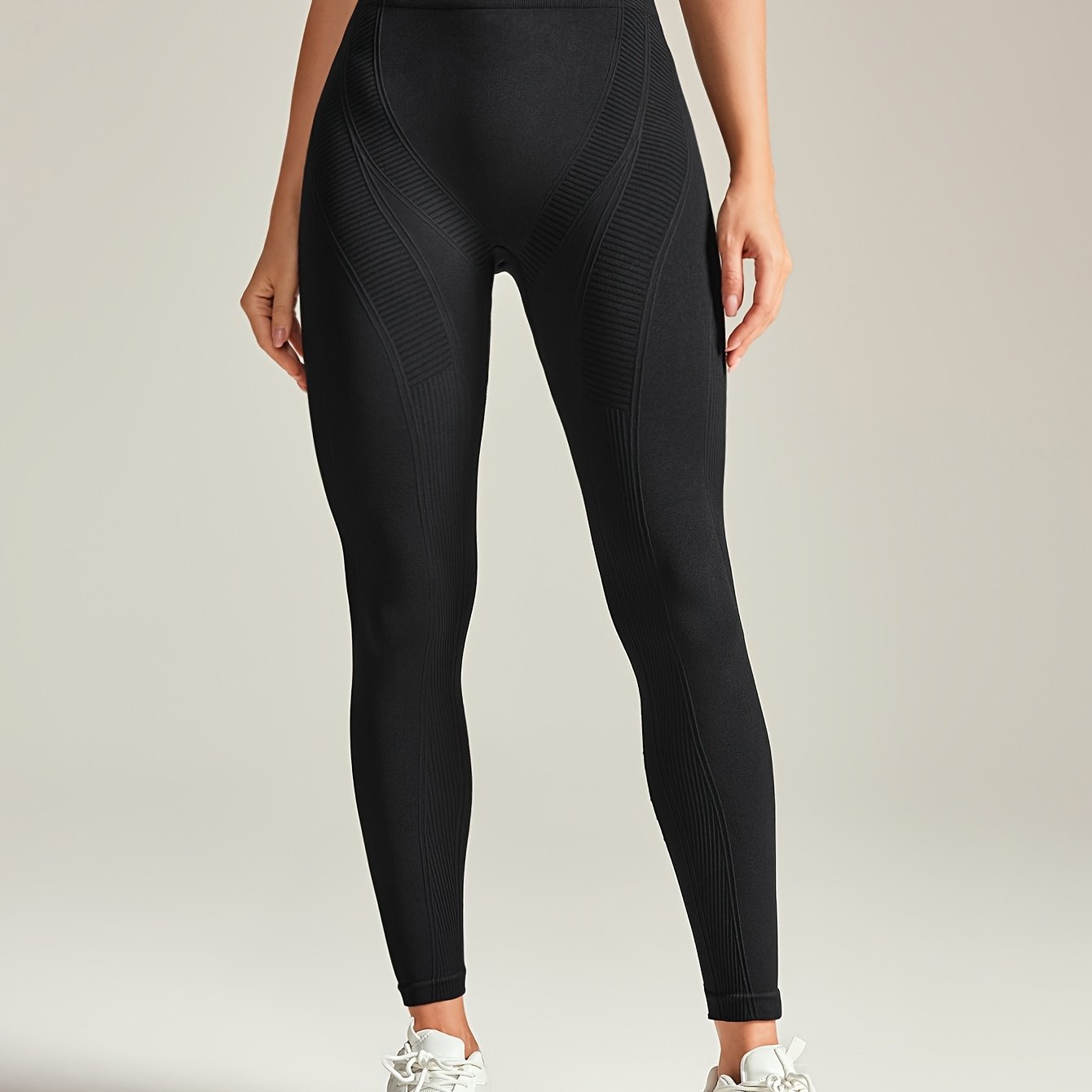 Image of Women' Color High-waist Skinny Leggings, Women's Leggings, Stretchy And Breathable, Seamless, Yoga And Sports Pants, Tummy Control, Training, Running And Cycling, Gym Essential Workout Leggings