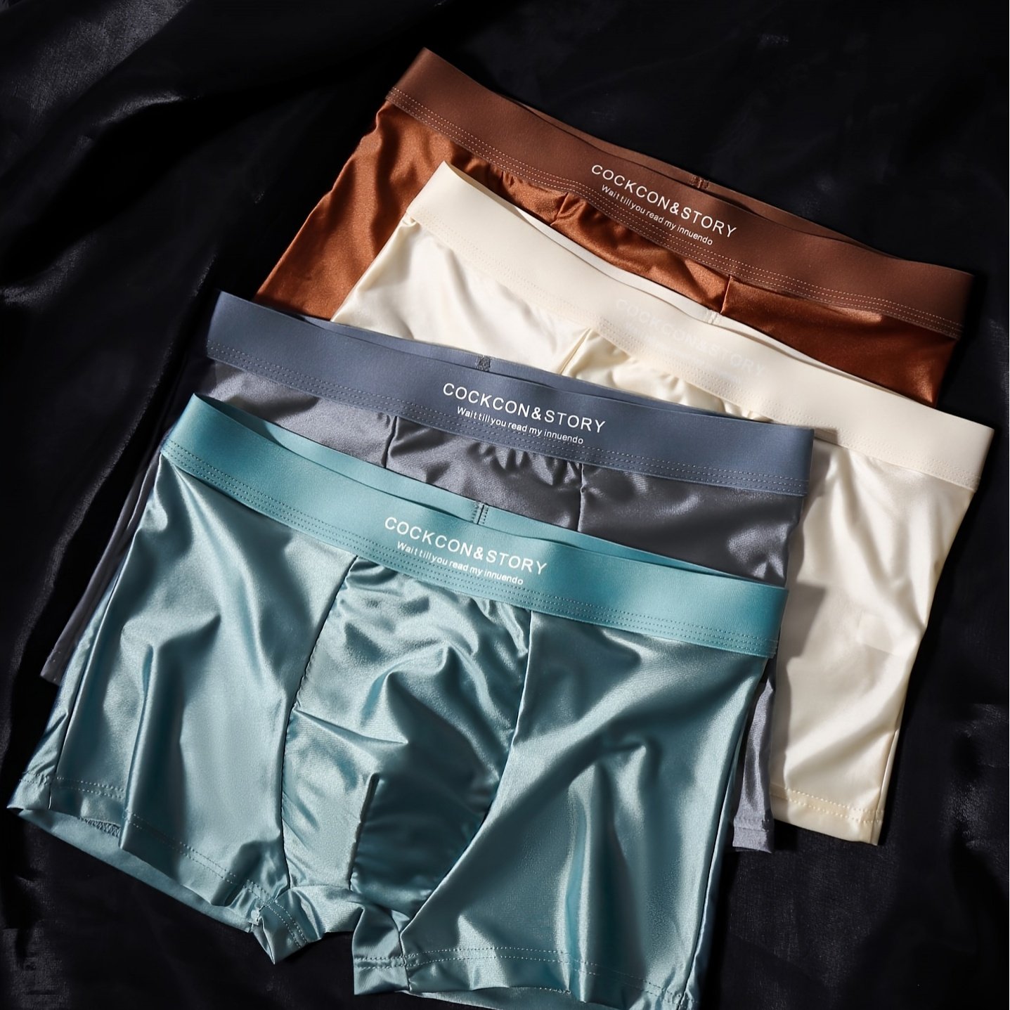 TEMU 4pcs Men's Ice Briefs- Breathable Seamless Design, Medium Elastic Smooth Fabric, Solid Color Casual Comfortable Shorts, Navy Blue, Beige, Gray, Blue, High-quality Underwear, A Best Gift For Him